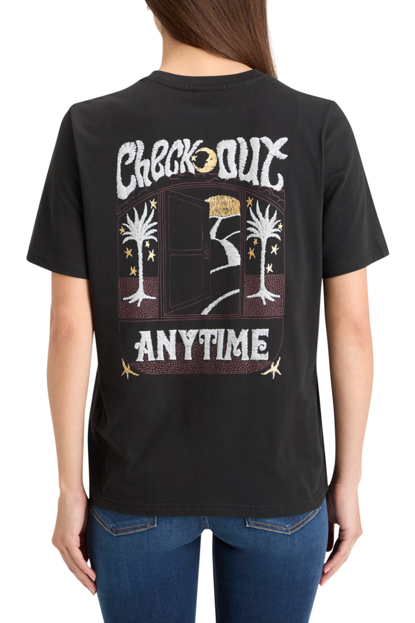 FRONT BACK FESTIVE ARTWORK RELAXED FIT T-SHIRT EVENING BLACK 2