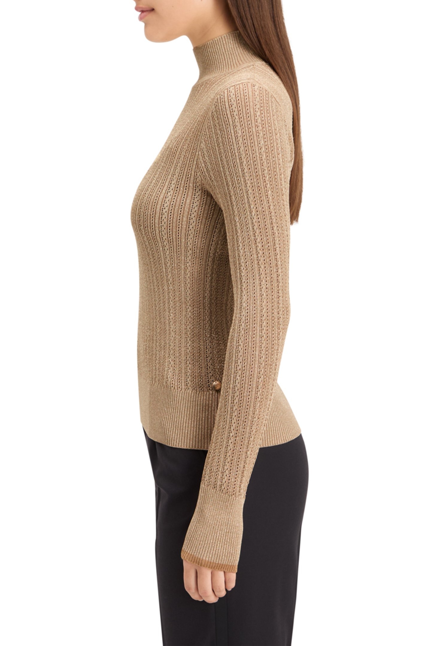 METALLIC POINTELLE FITTED PULLOVER GOLD 6