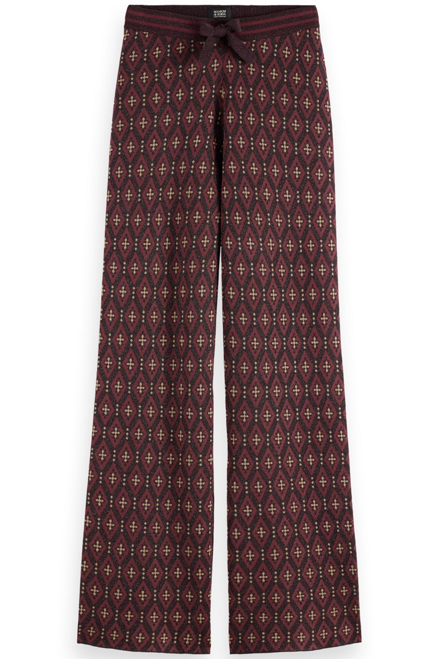 JACQUARD KNITTED TROUSERS DARK BORDEAUX 1