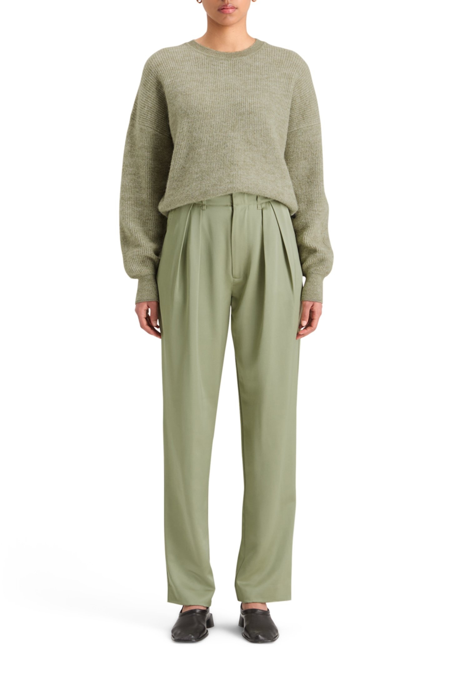 FUZZY CREW NECK PULLOVER WASHED SAGE MELANGE 3