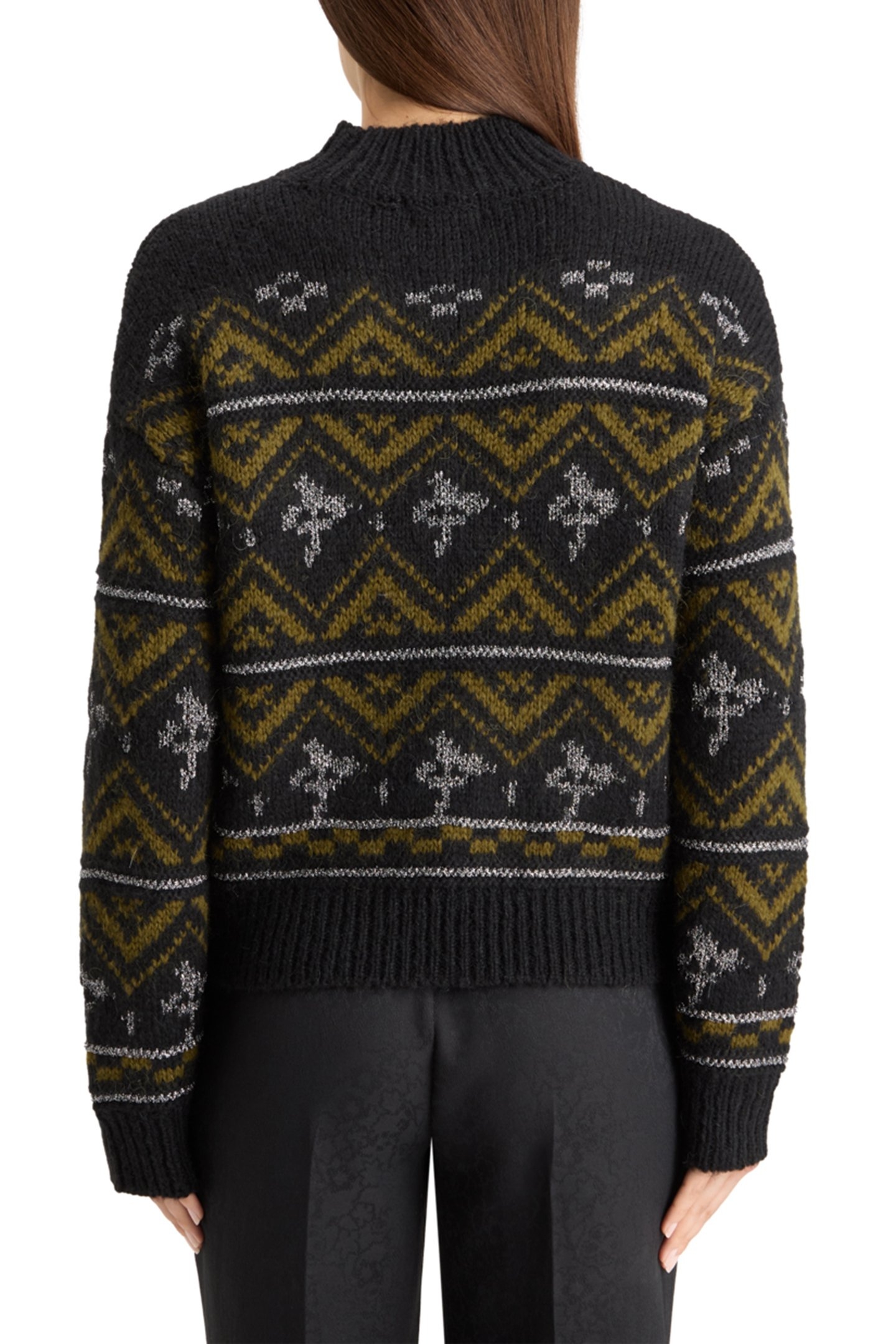 METALLIC FAIR ISLE PULLOVER EVENING BLACK 2