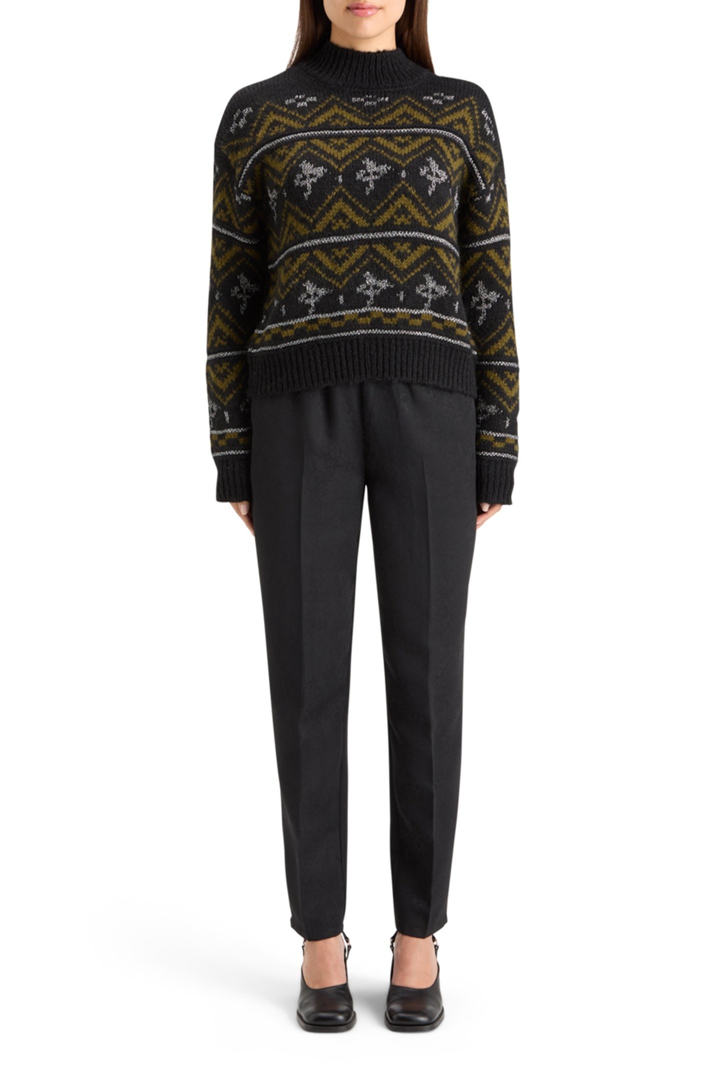 METALLIC FAIR ISLE PULLOVER EVENING BLACK 3
