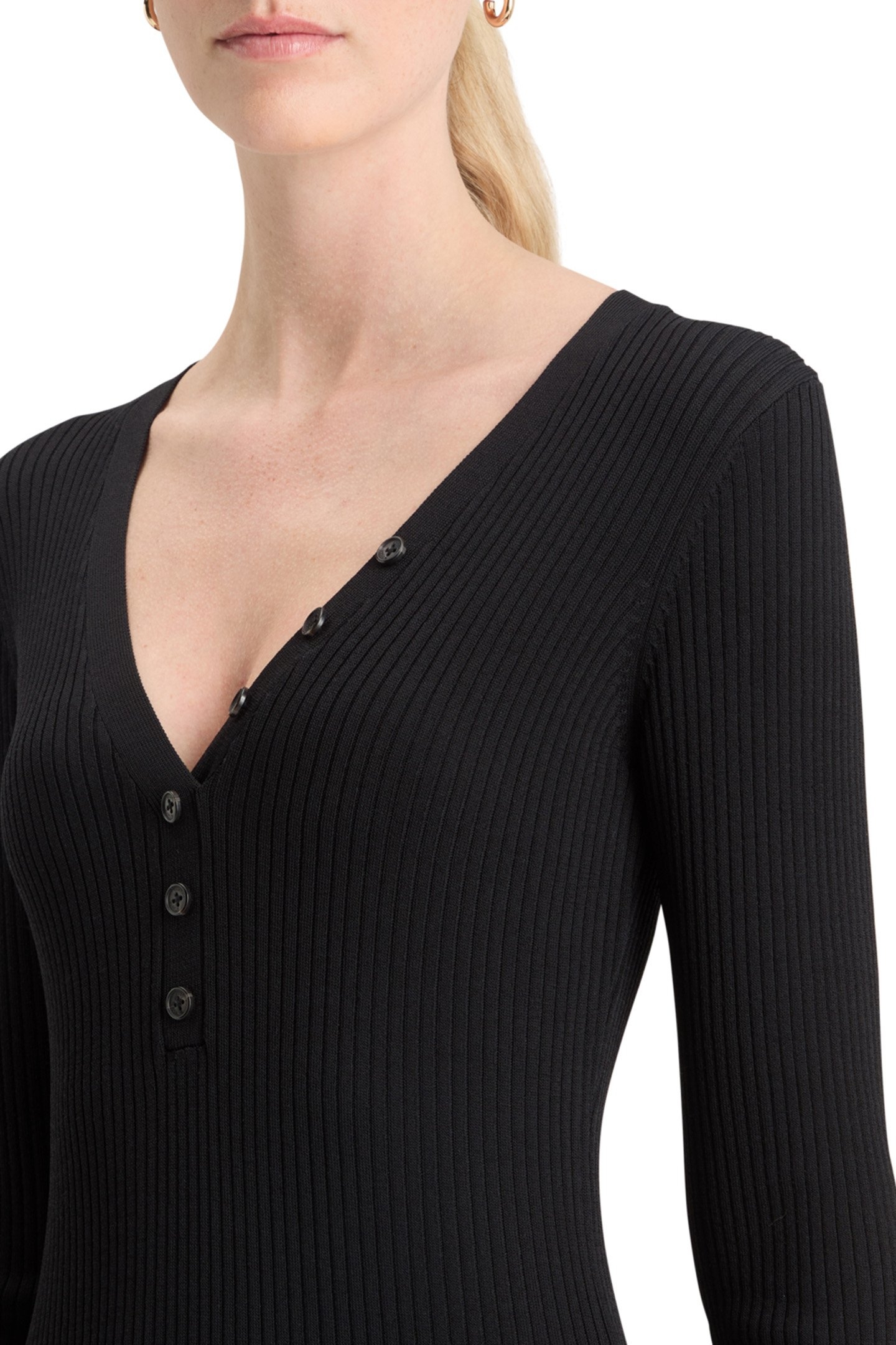 RIBBED KNITTED MIDI DRESS EVENING BLACK 6