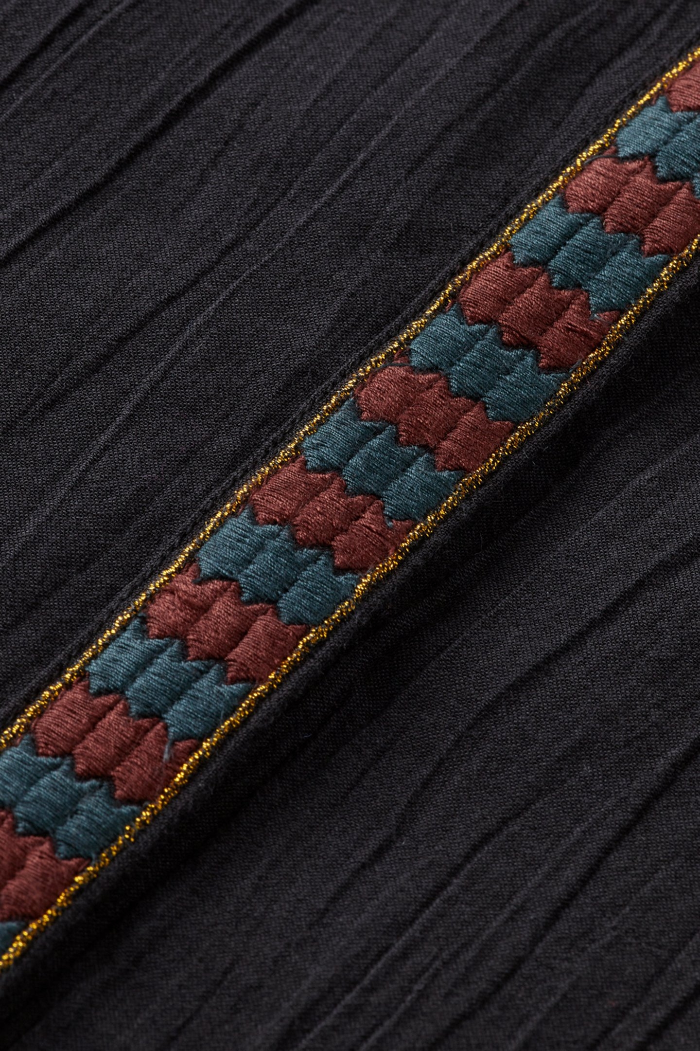 COLLARLESS SHIRT WITH A NECK AND PLACKET TRIM EVENING BLACK 7