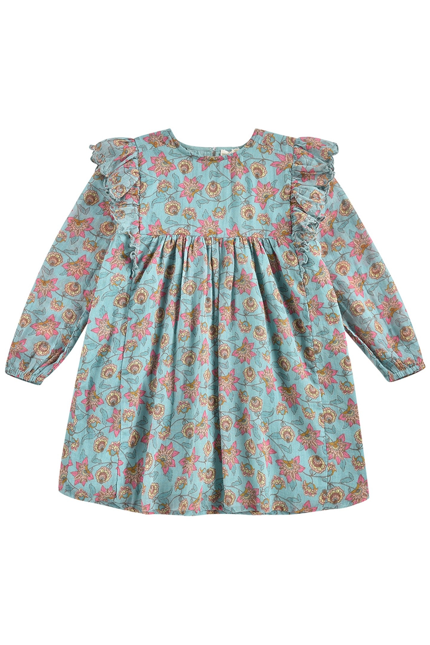 DRESS BISIALI TURQUOISE FLOWERS 2