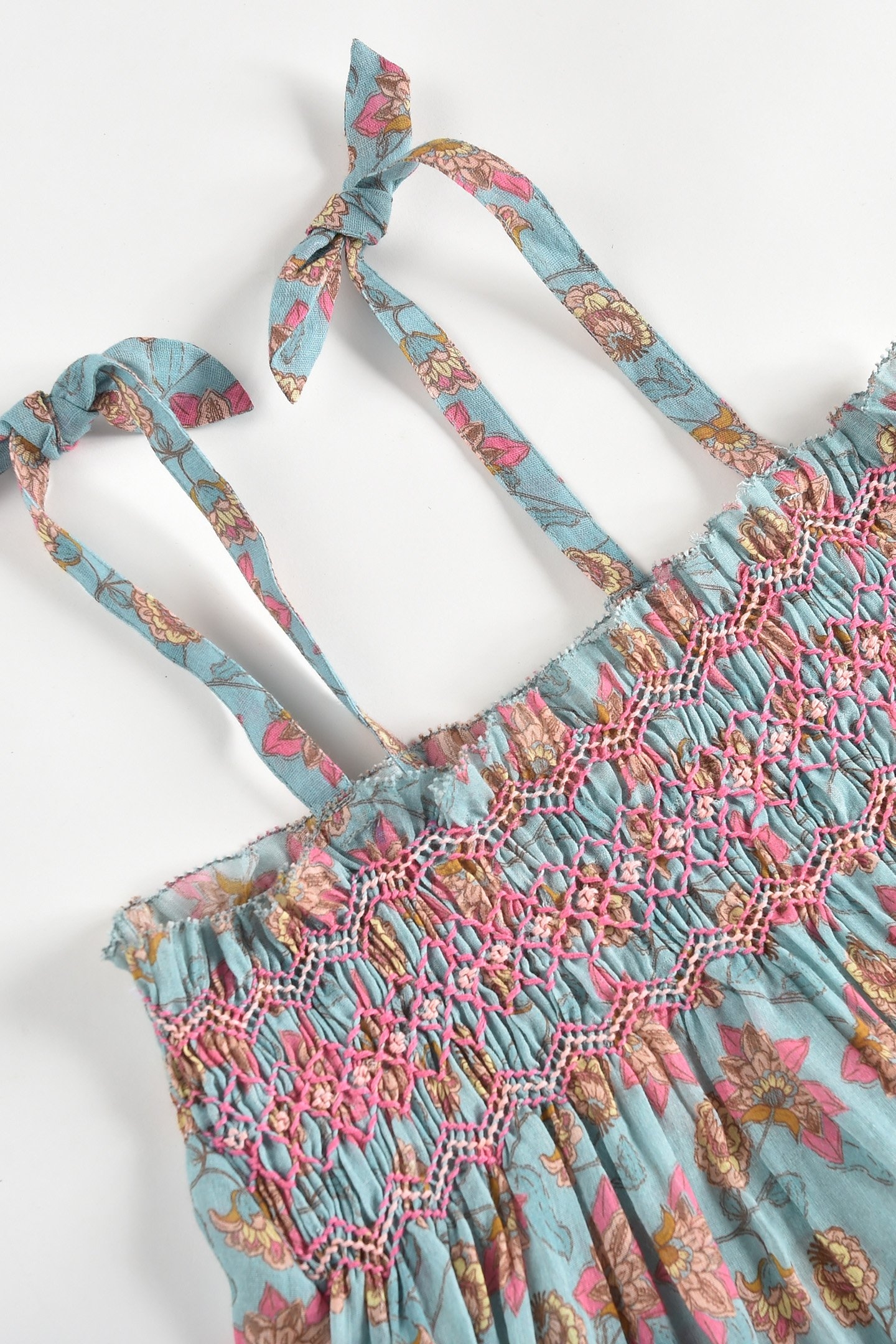 DRESS MARCELINE TURQUOISE FLOWERS 8