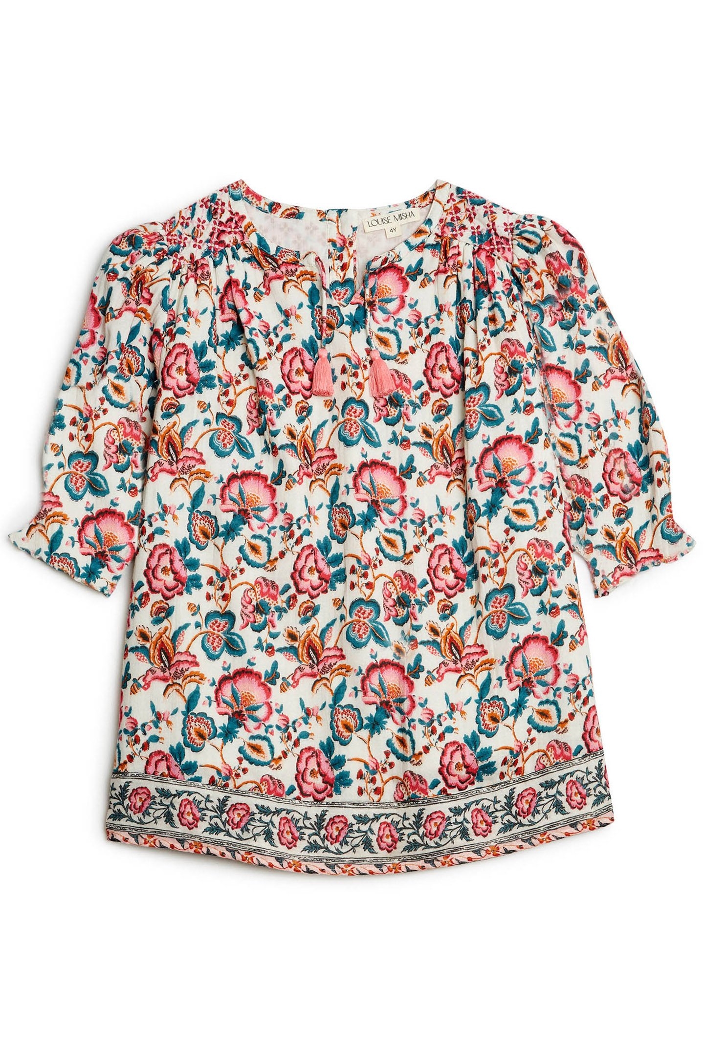 DRESS EUGENIE CREAM INDIAN FLOWERS 1