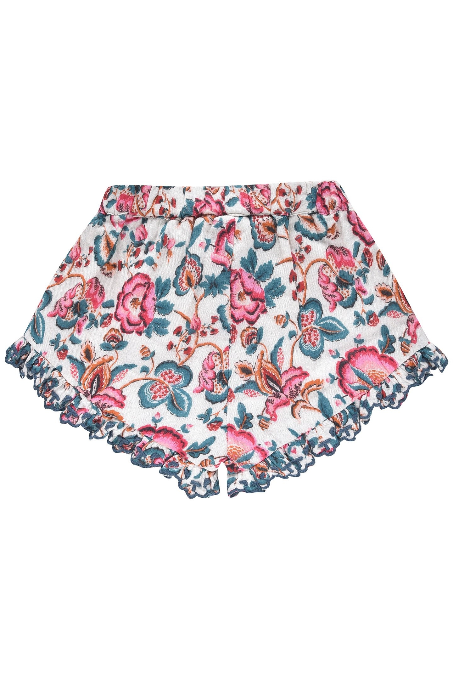 SHORTS VALLALOID CREAM INDIAN FLOWERS 3