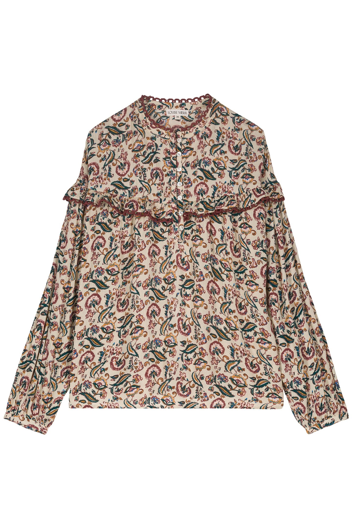 BLOUSE CAMILIANA CREAM WILD LEAF 1