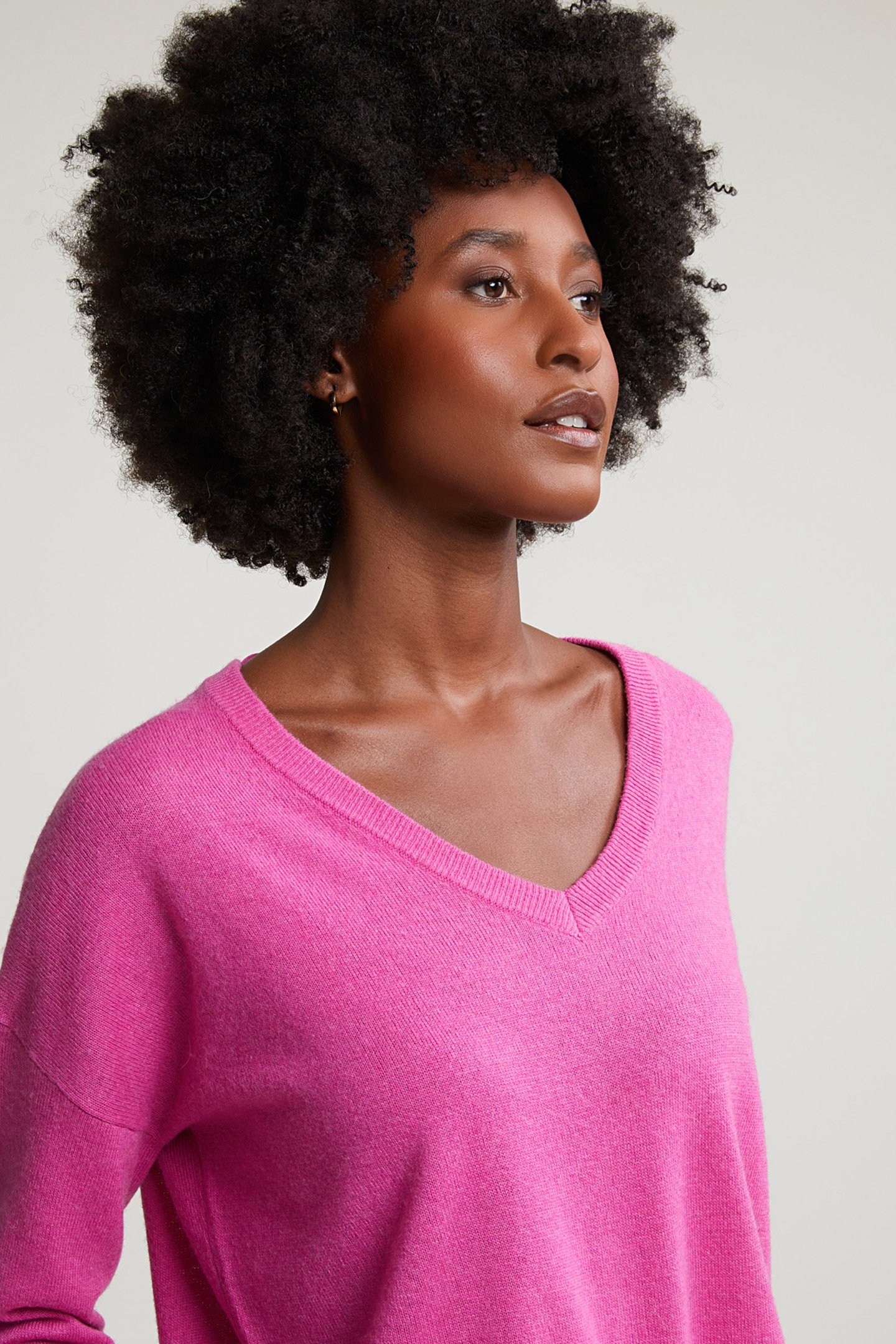 PINK BASIC V-NECK SWEATER LONG SLEEVES 3
