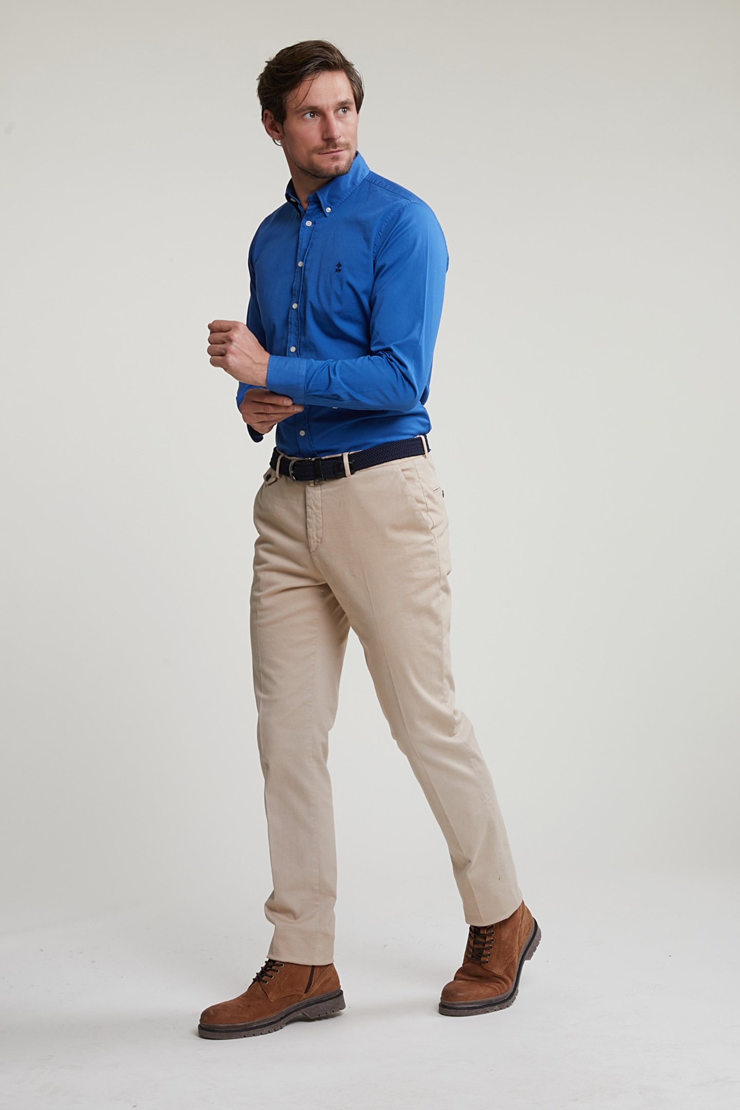 CUSTOM FIT UNI COTTON SHIRT CROWN BLUE 4