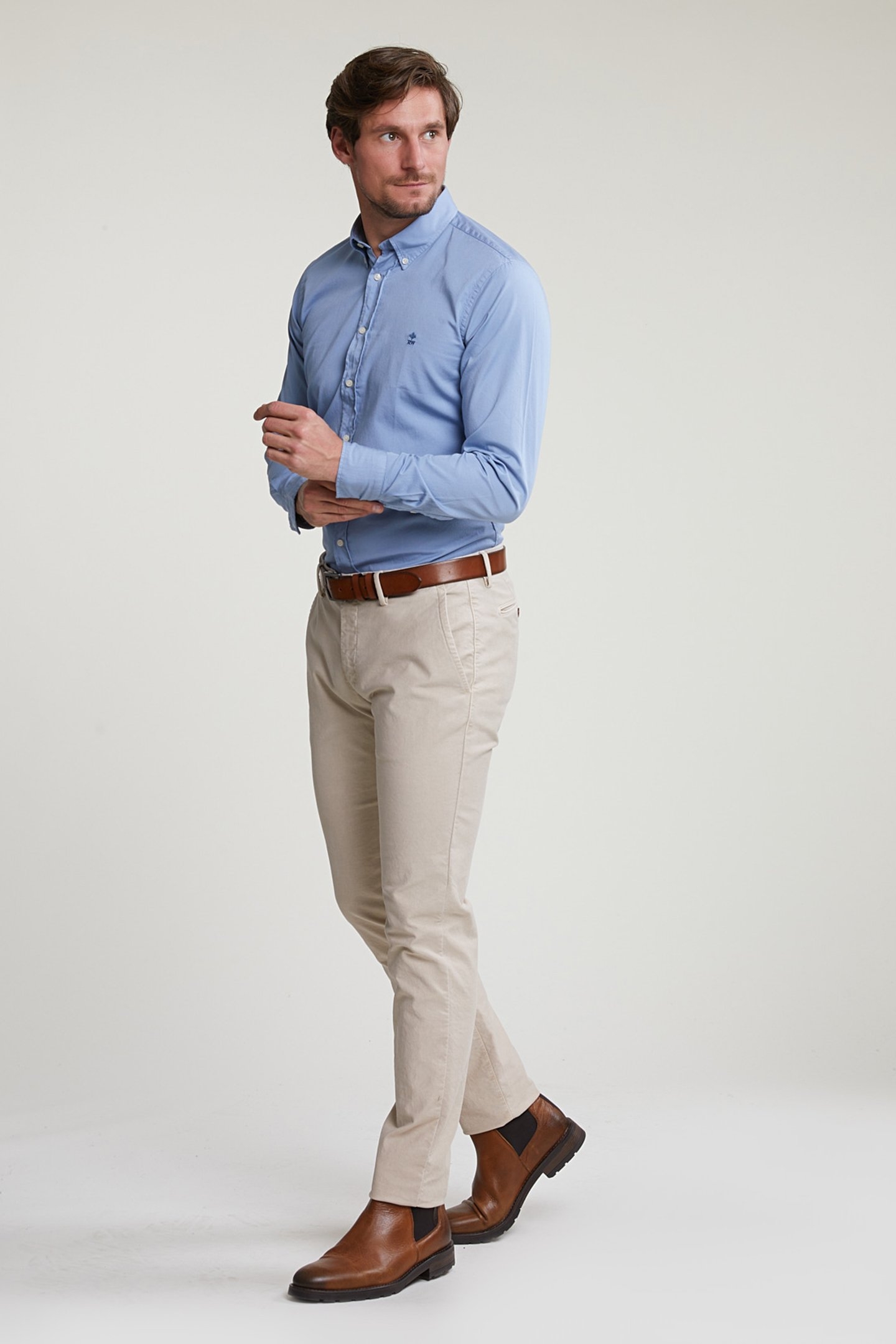 CUSTOM FIT UNI COTTON SHIRT ICE BLUE 3