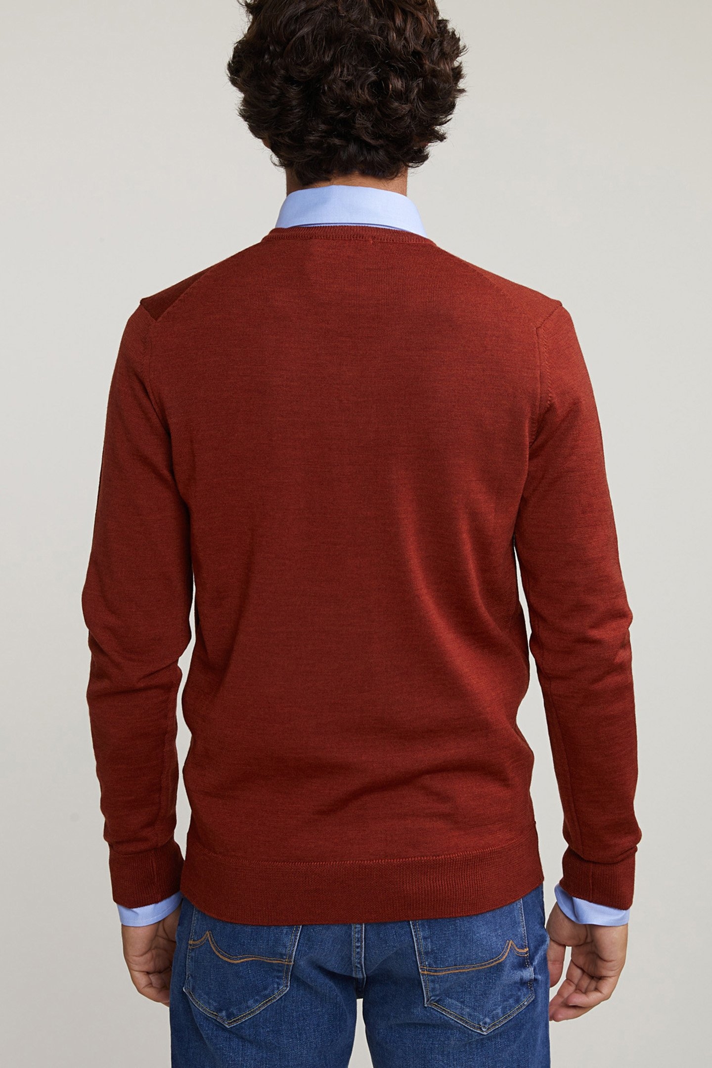CUSTOM FIT BASIC MERINO V-NECK SWEATER NEGRONI MIX 2