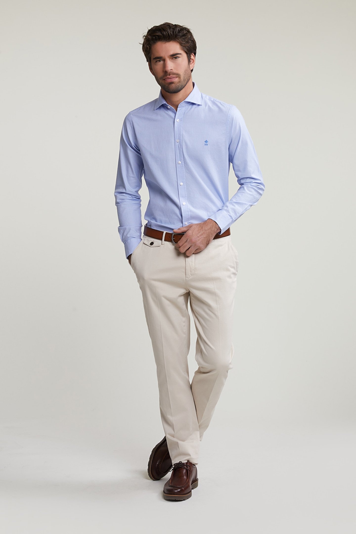 SLIM FIT CHECKED SHIRT BLUE/WHITE 3