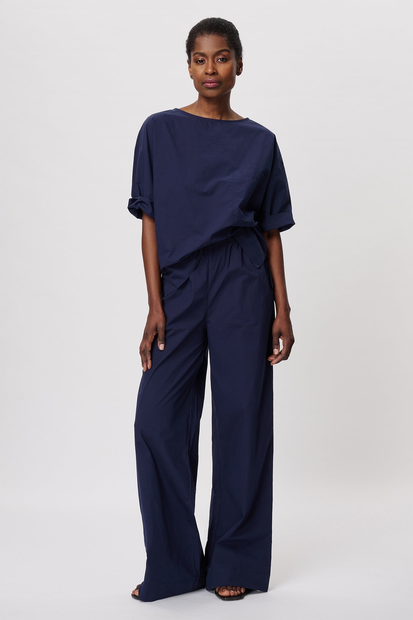 COTTON POPLIN T-SHIRT TOP MIDNIGHT BLUE 3