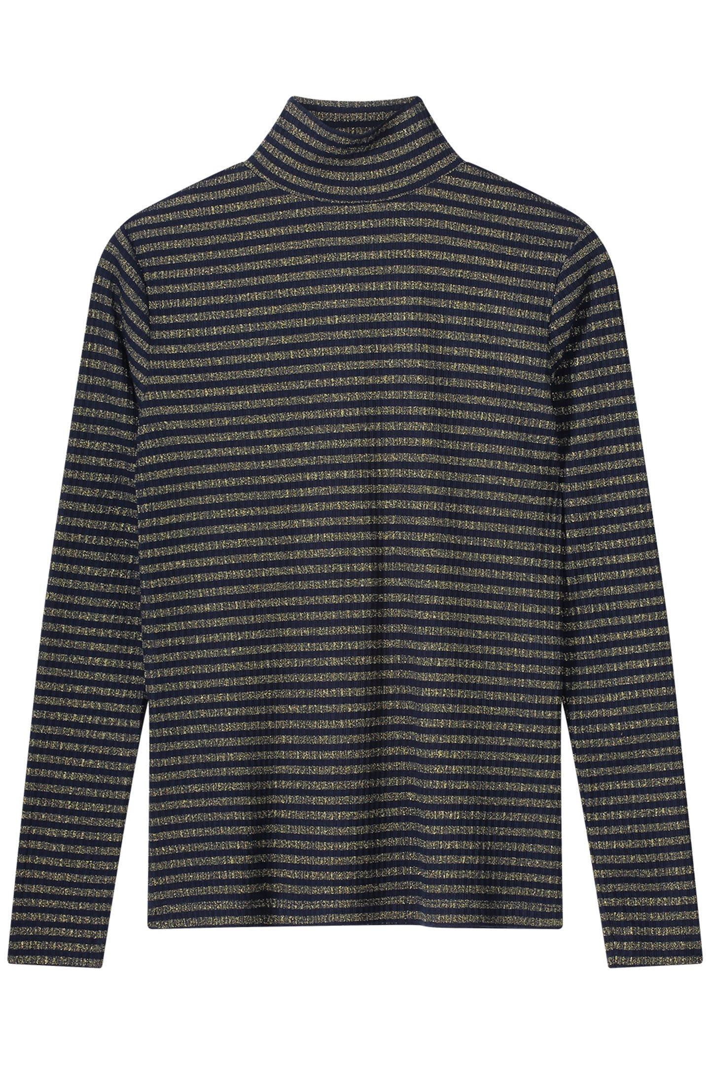 TURTLE NECK TOP LUREX RIB STRIPE MIDNIGHT BLUE 3