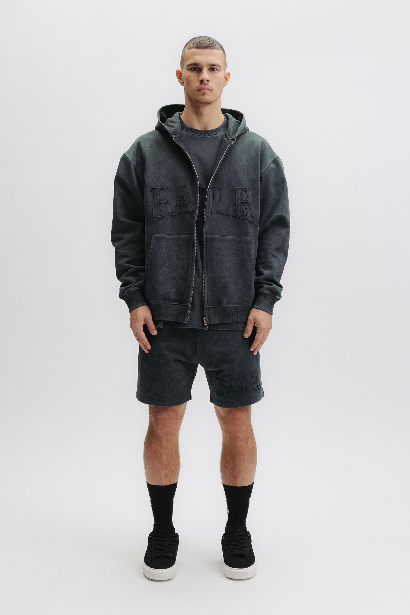 URBAN WASHED ZIP HOODIE VOLCANIC GREY 1