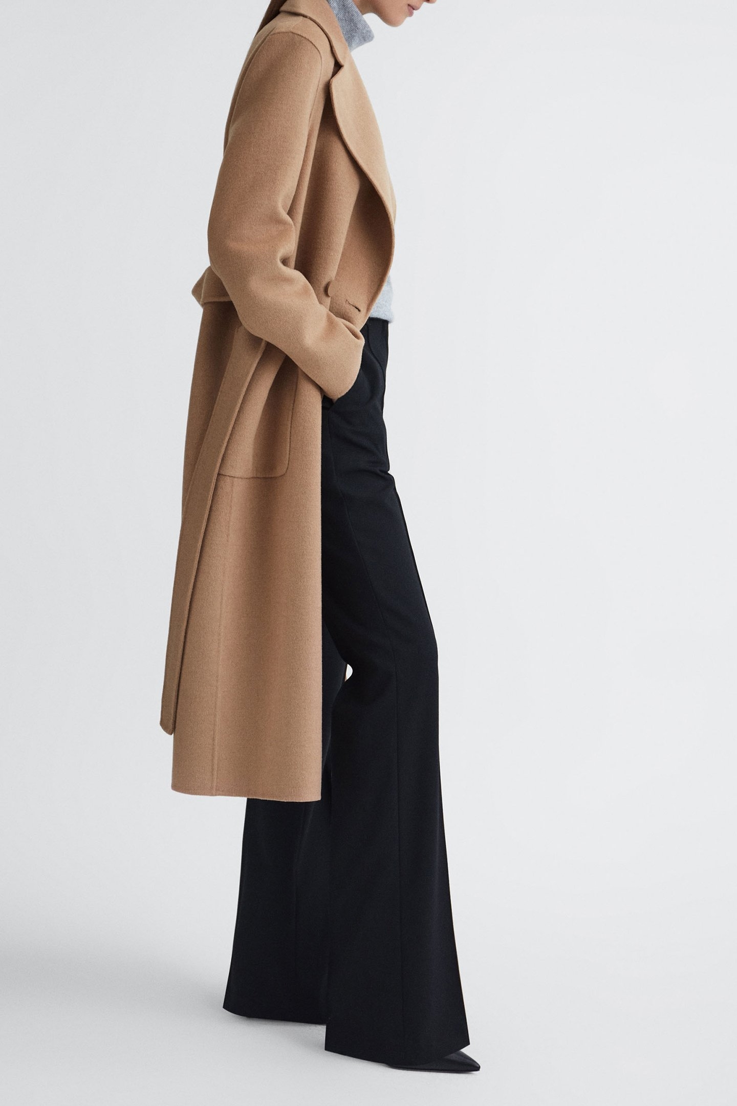 LONG DB BLINDSEAM COAT PATCH POCKET CAMEL 5