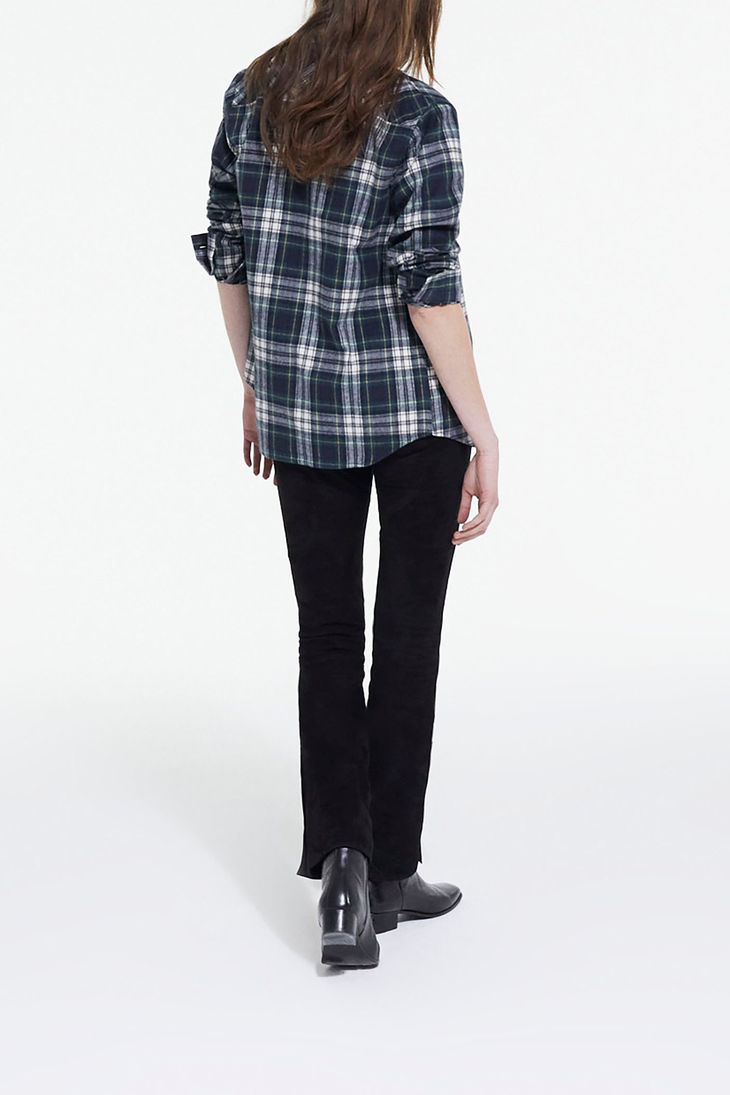 CHECKED SHIRT WITH CONTRASTING POCKETS BOTTLE GREEN 4