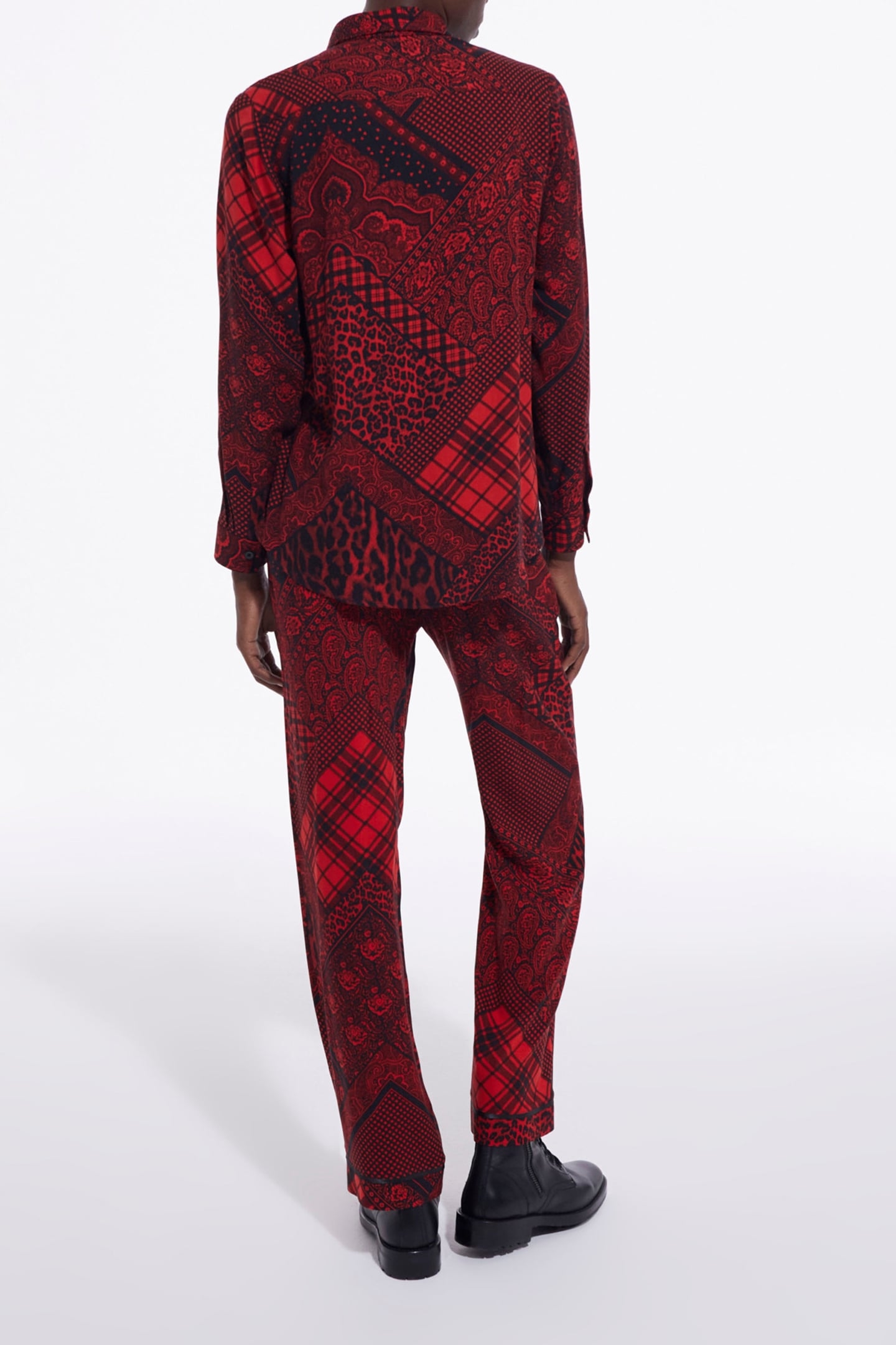 STRAIGHT FLOWING PANTS RED/BLACK 4