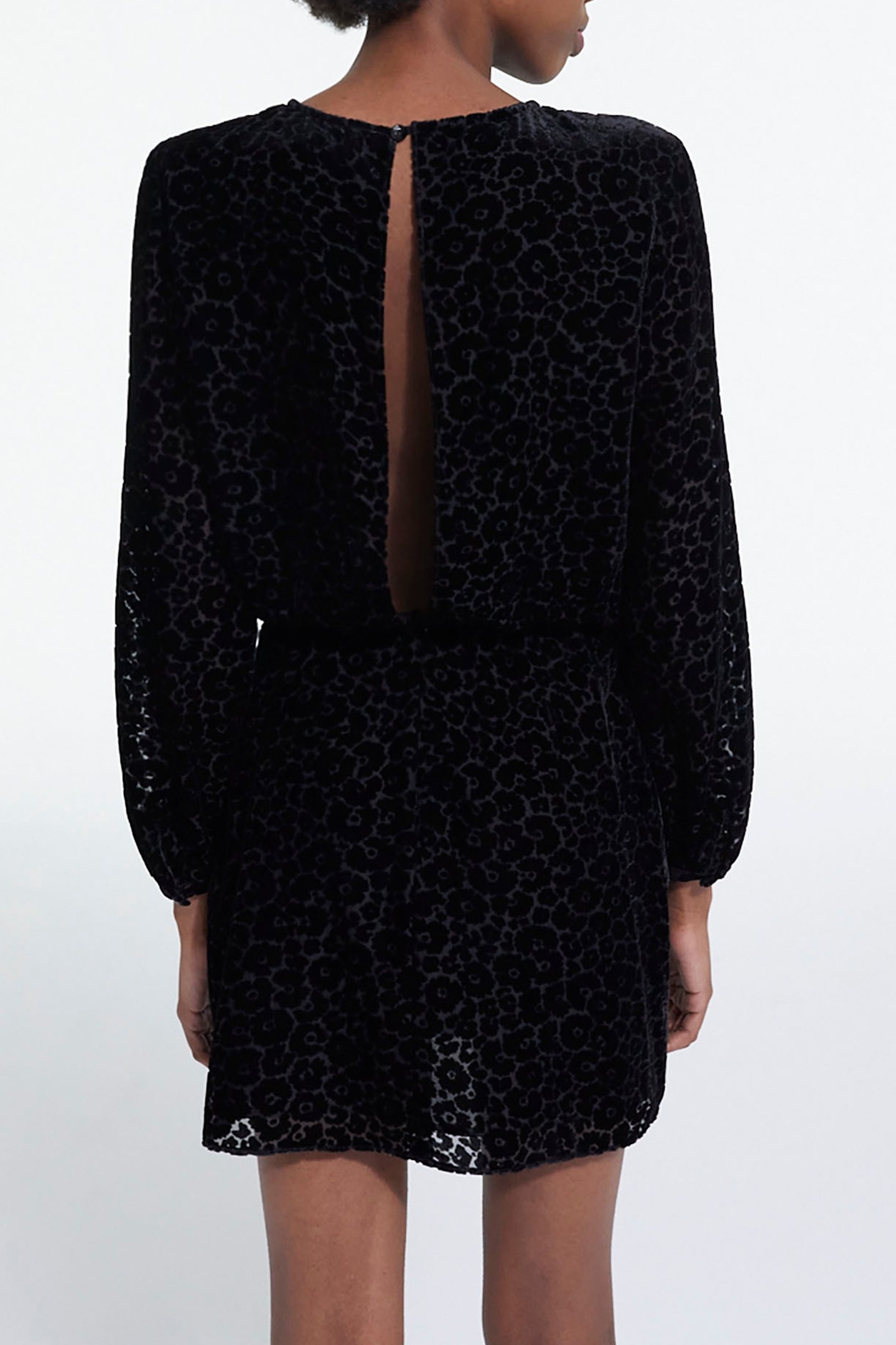 SHORT BURN OUT BLOSSOM BLACK DRESS BLACK 2