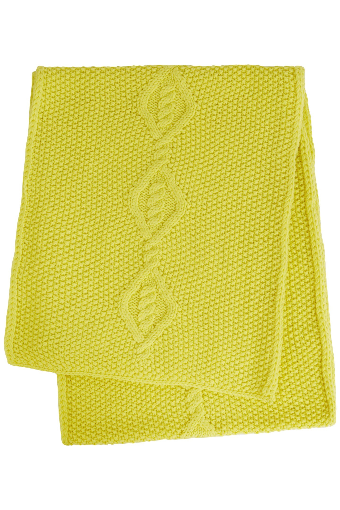 CABLE WOOL SCARF YELLOW 1