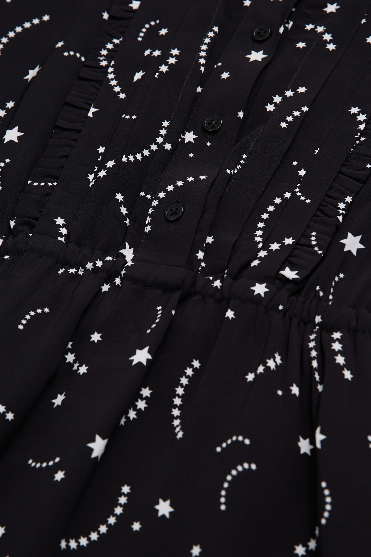 COMET PRINT LONG-SLEEVED SHORT DRESS BLACK WHITE 7