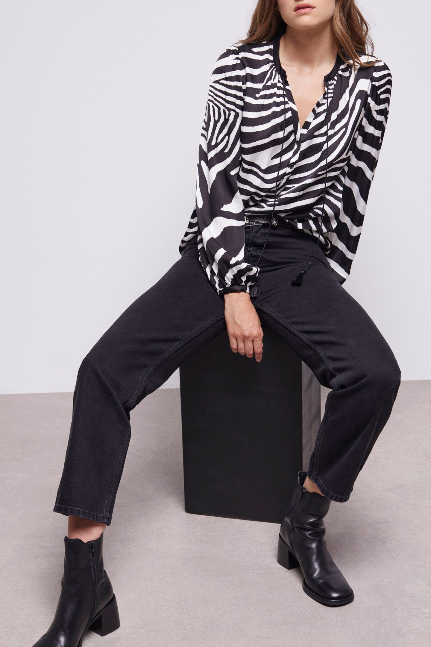 BLOUSE AMPLE ZEBRA PRINT BLACK WHITE 5