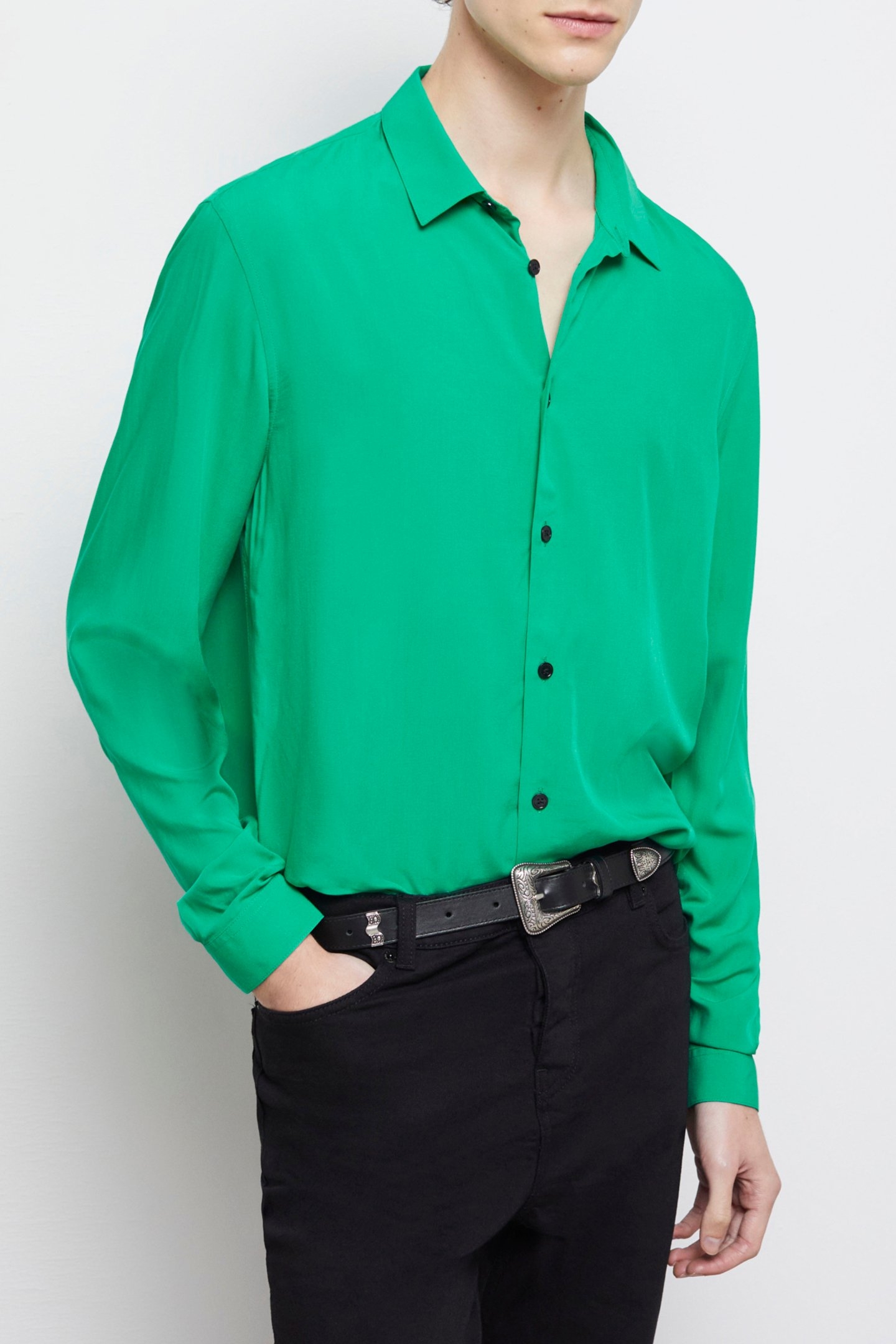 LONG-SLEEVED SHIRT WITH CLASSIC COLLAR GREEN 1