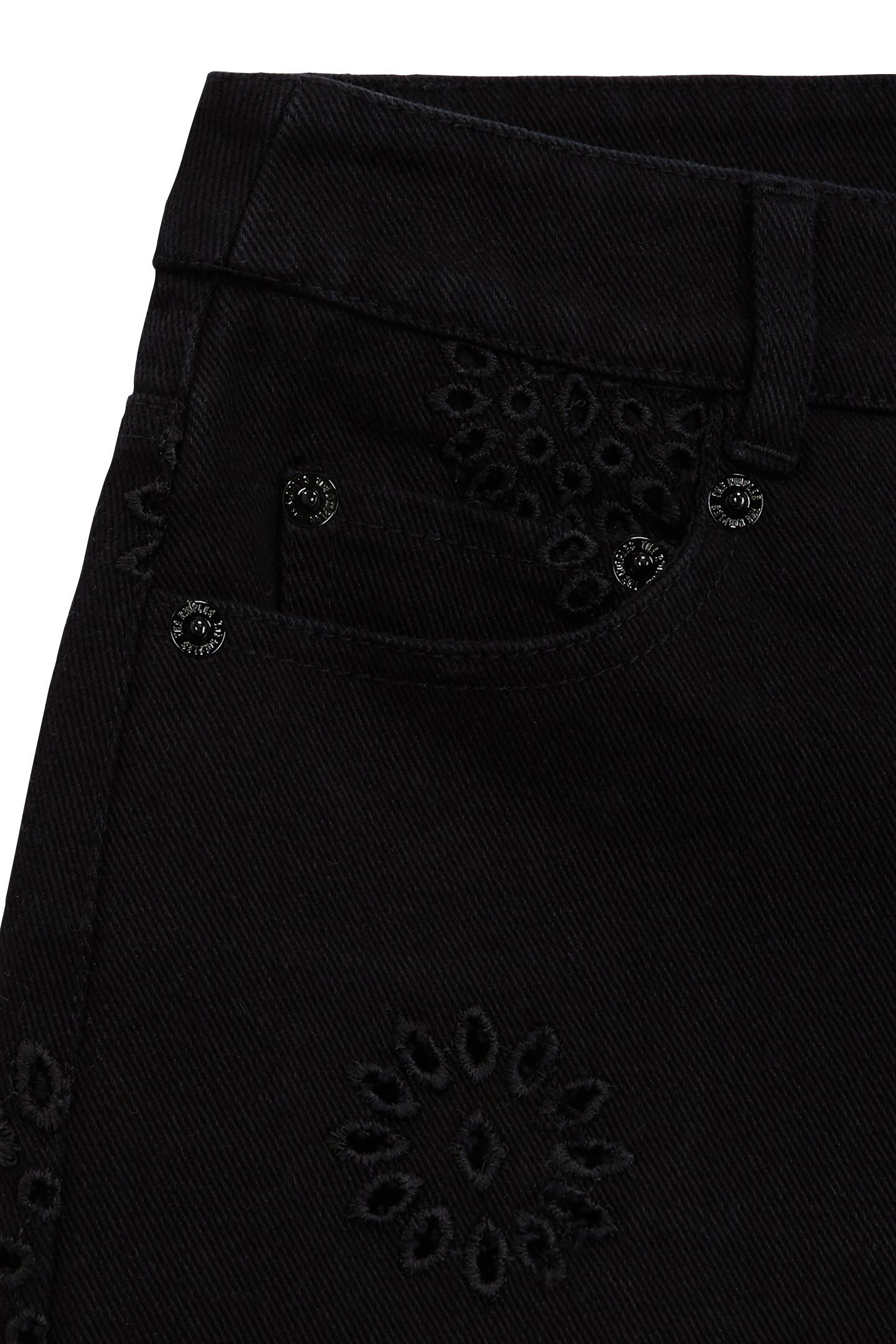 DENIM SHORTS WITH ENGLISH EMBROIDERY BLACK 2