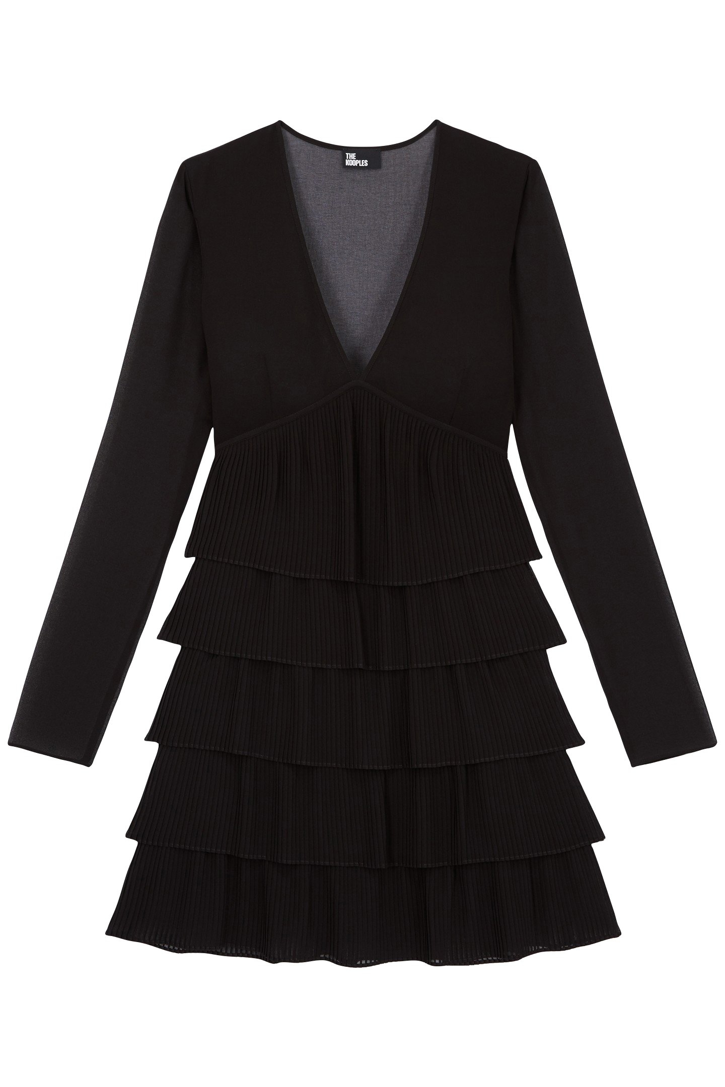 LONG SLEEVE DRESS WITH SHORT PLEATED SKIRT BLACK 4