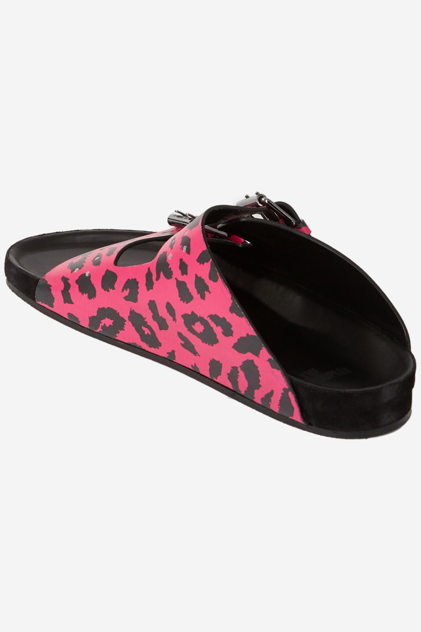 LEOPARD PRINT LEATHER SANDALS PINK 3