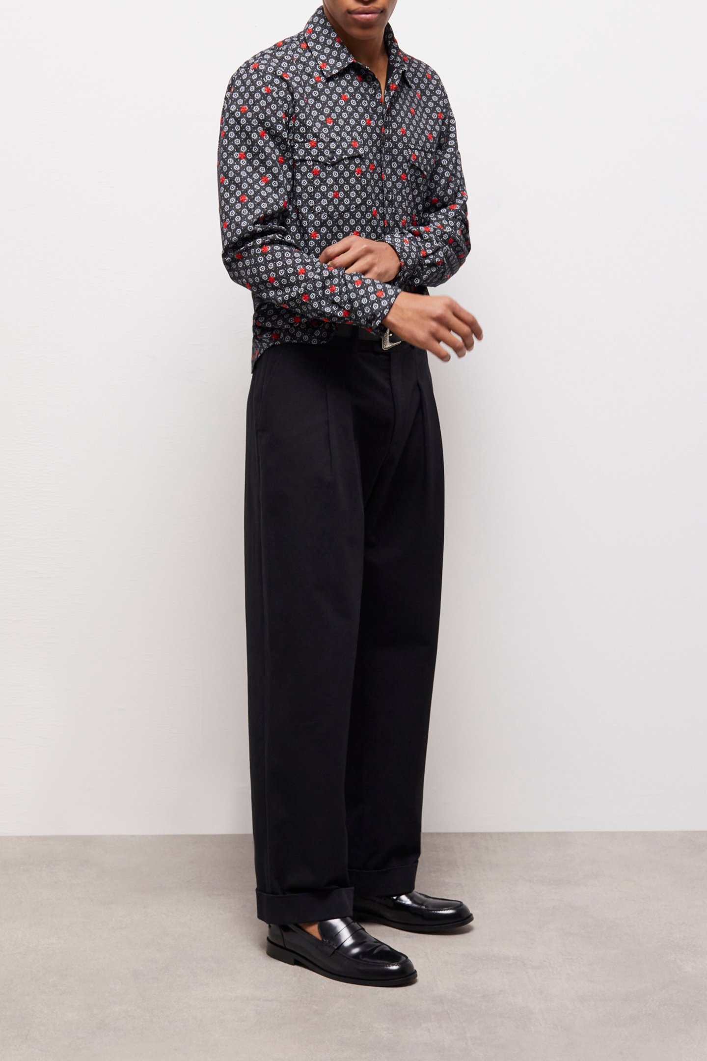 COWBOY SHIRT PRINTED WITH BLACK POLKA DOTS BLACK 3