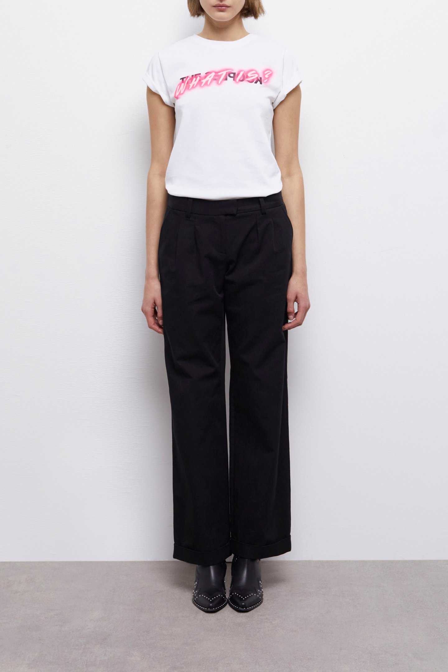 PLEATED TROUSERS WITH TURNS BLACK 1