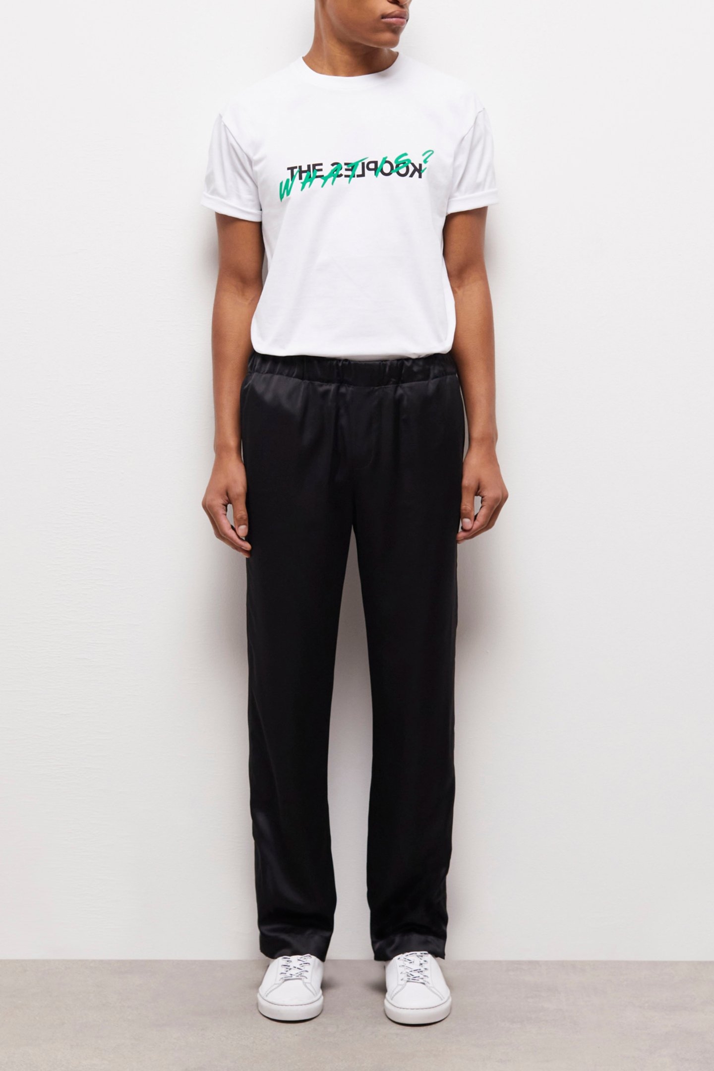 ELASTIC WAIST PANTS BLACK 1