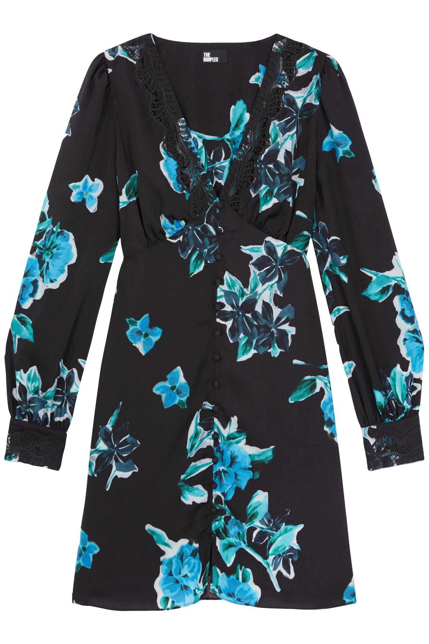 SHORT PRINTED V-NECK DRESS BLACK BLUE 4