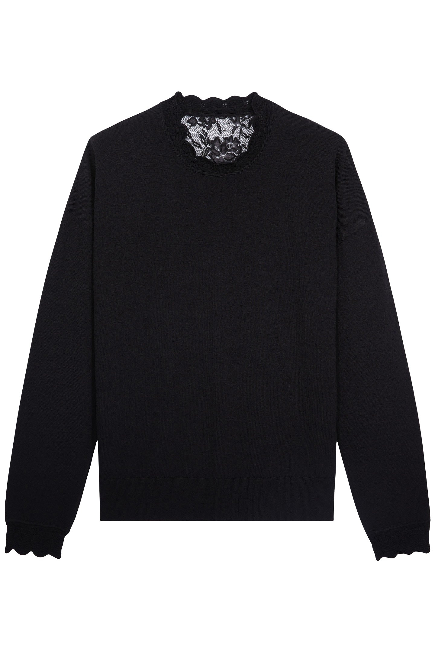 ROUND NECK SWEATER WITH LACE BACK BLACK 4