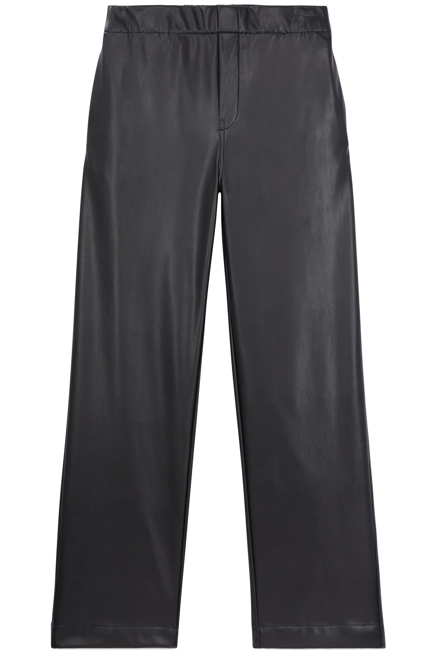 VEGAN LEATHER WIDE PANTS BLACK 3