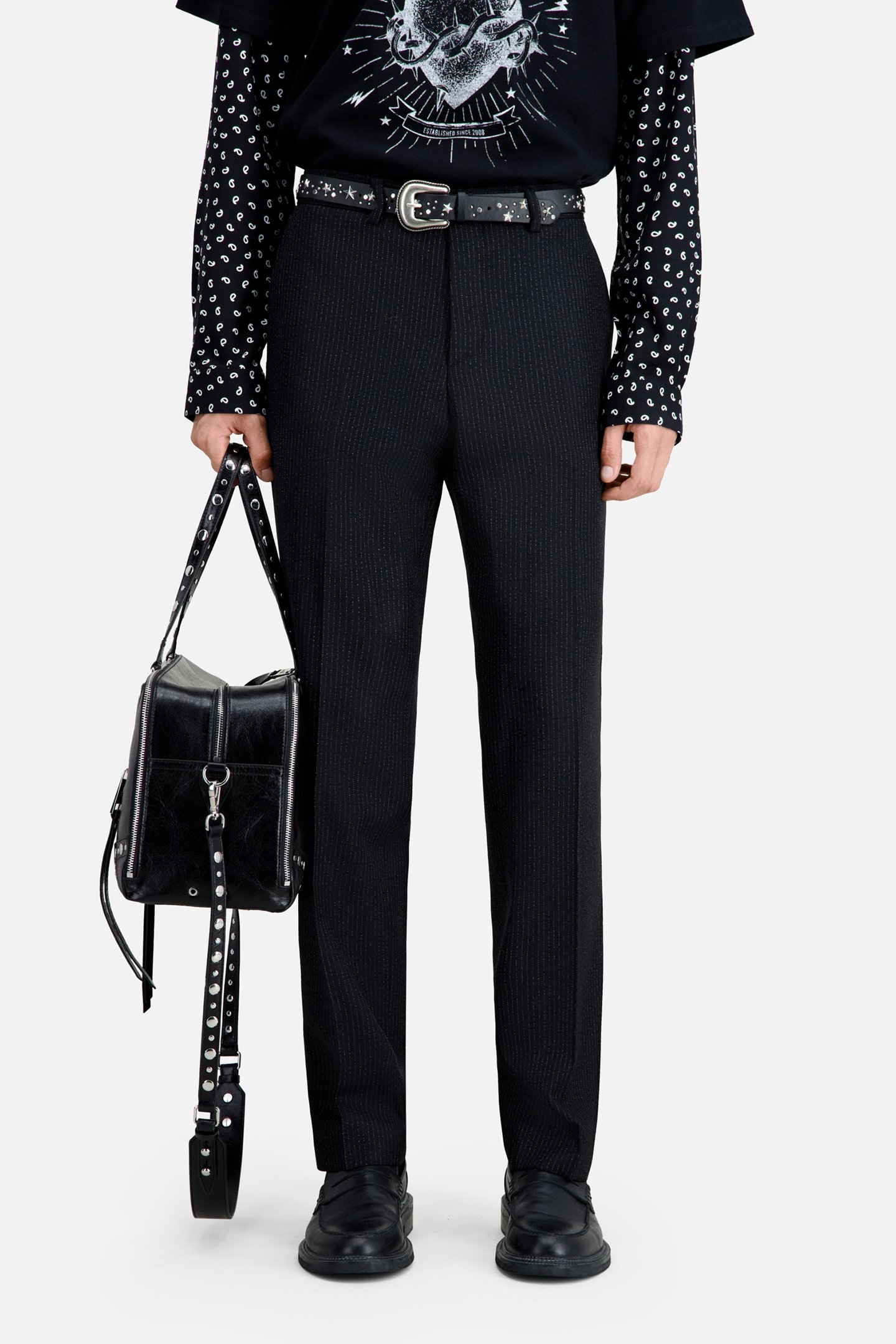 STRAIGHT SUIT TROUSERS BLACK-ECRU 5