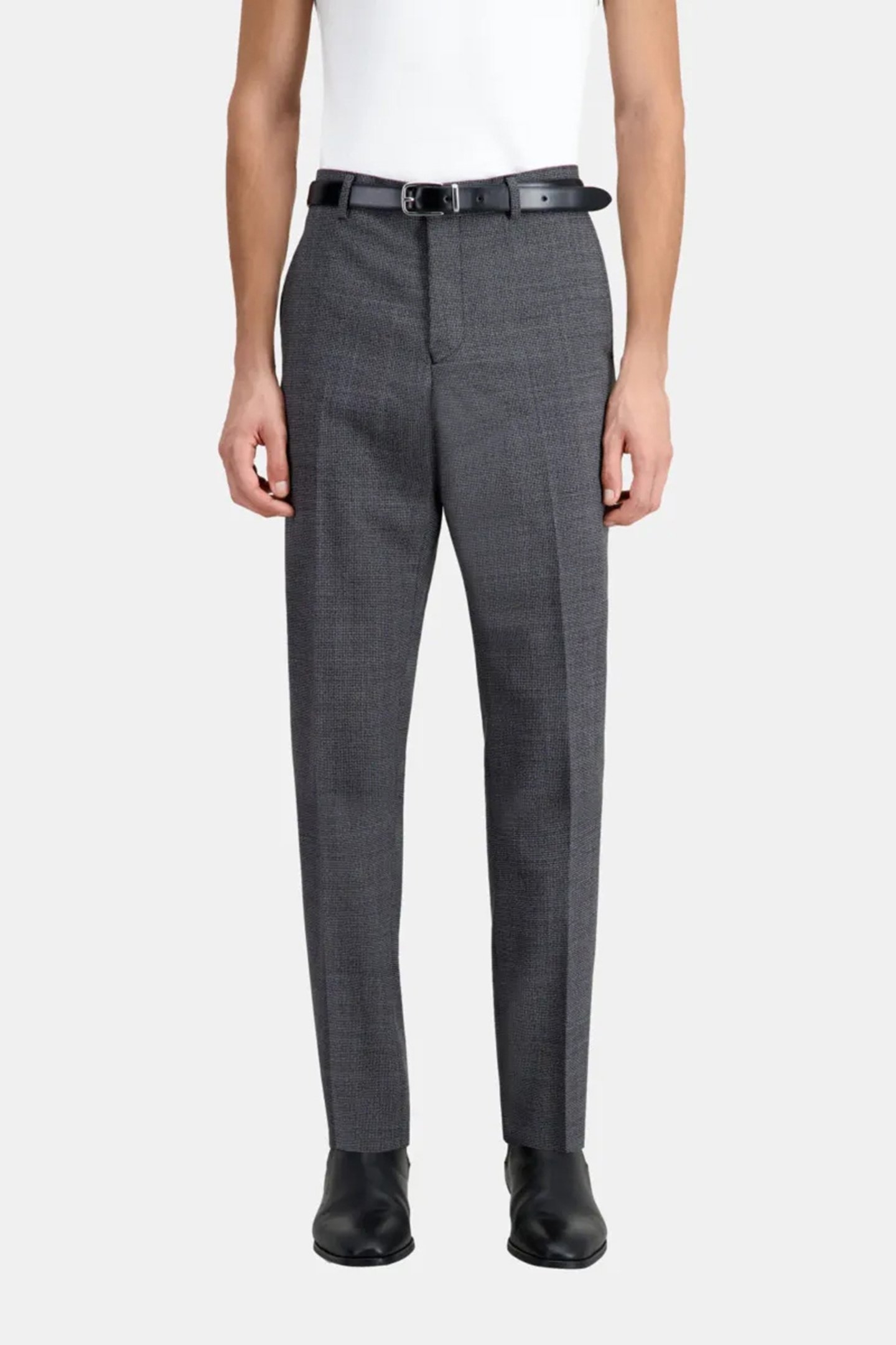 FITTED PLAID SUIT TROUSERS BLACK-ECRU 1