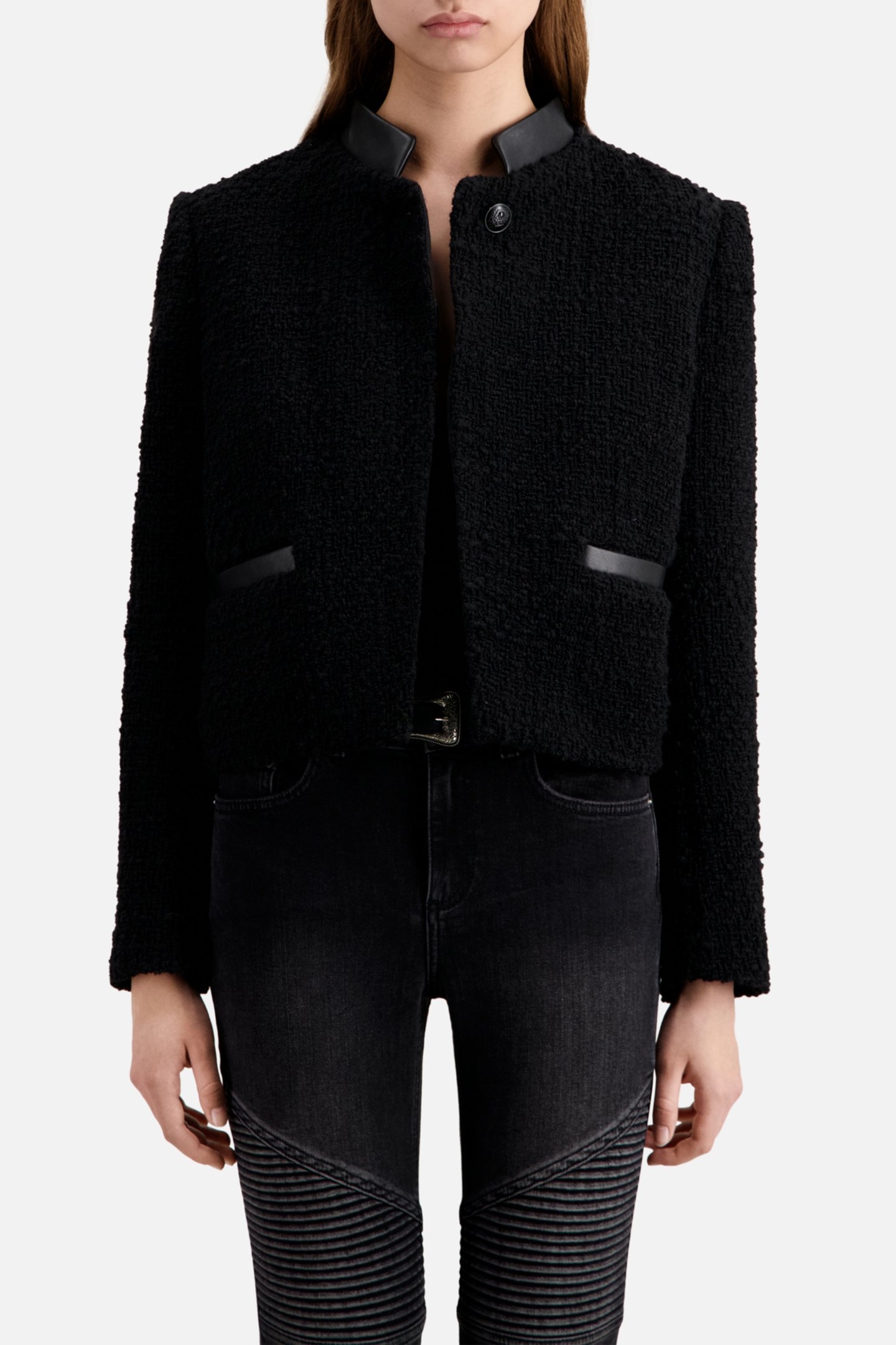 SHORT JACKET WITH OFFICE COLLAR BLACK 1