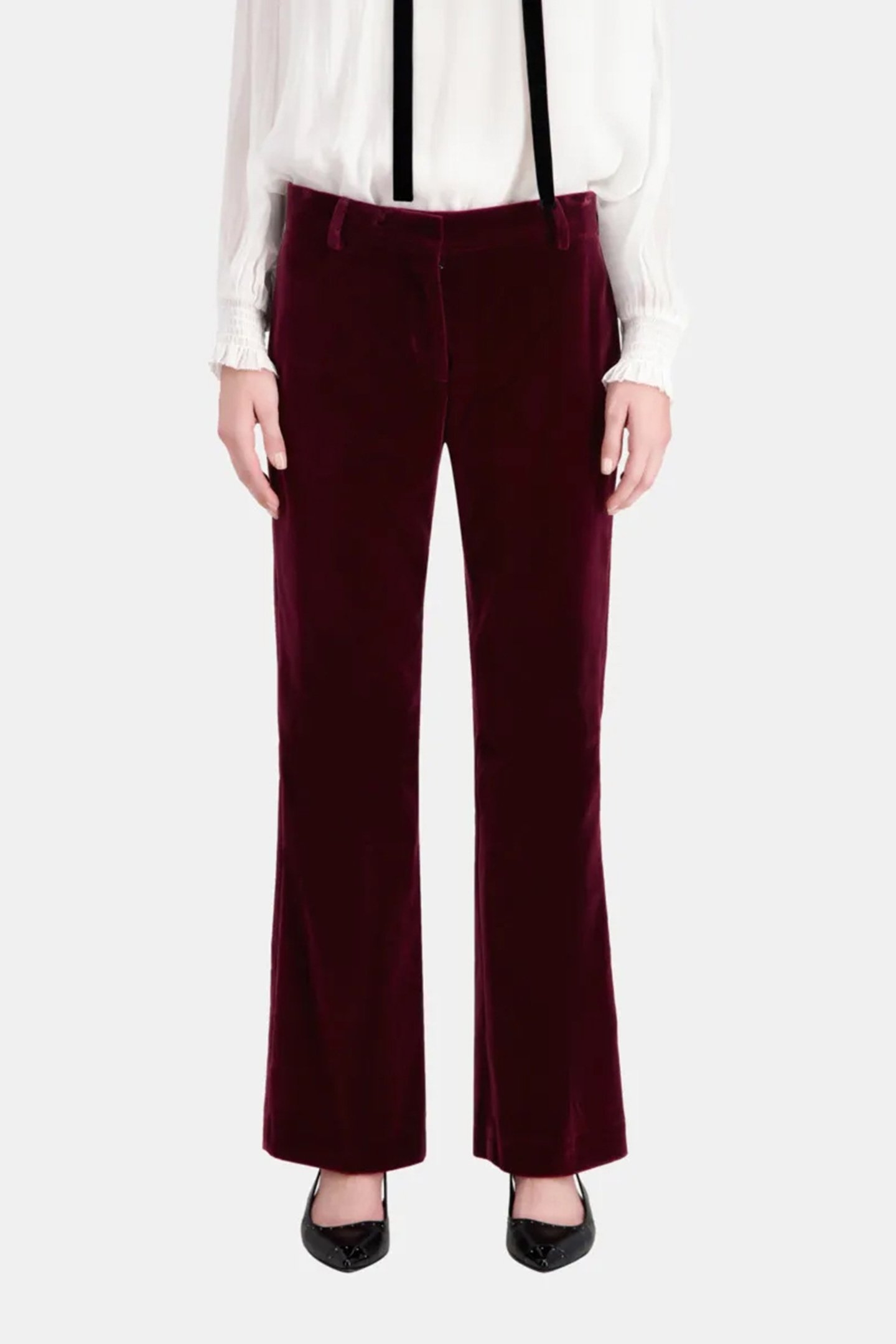 LOW-RISE BOOTCUT SUIT PANTS BURGUNDY 1
