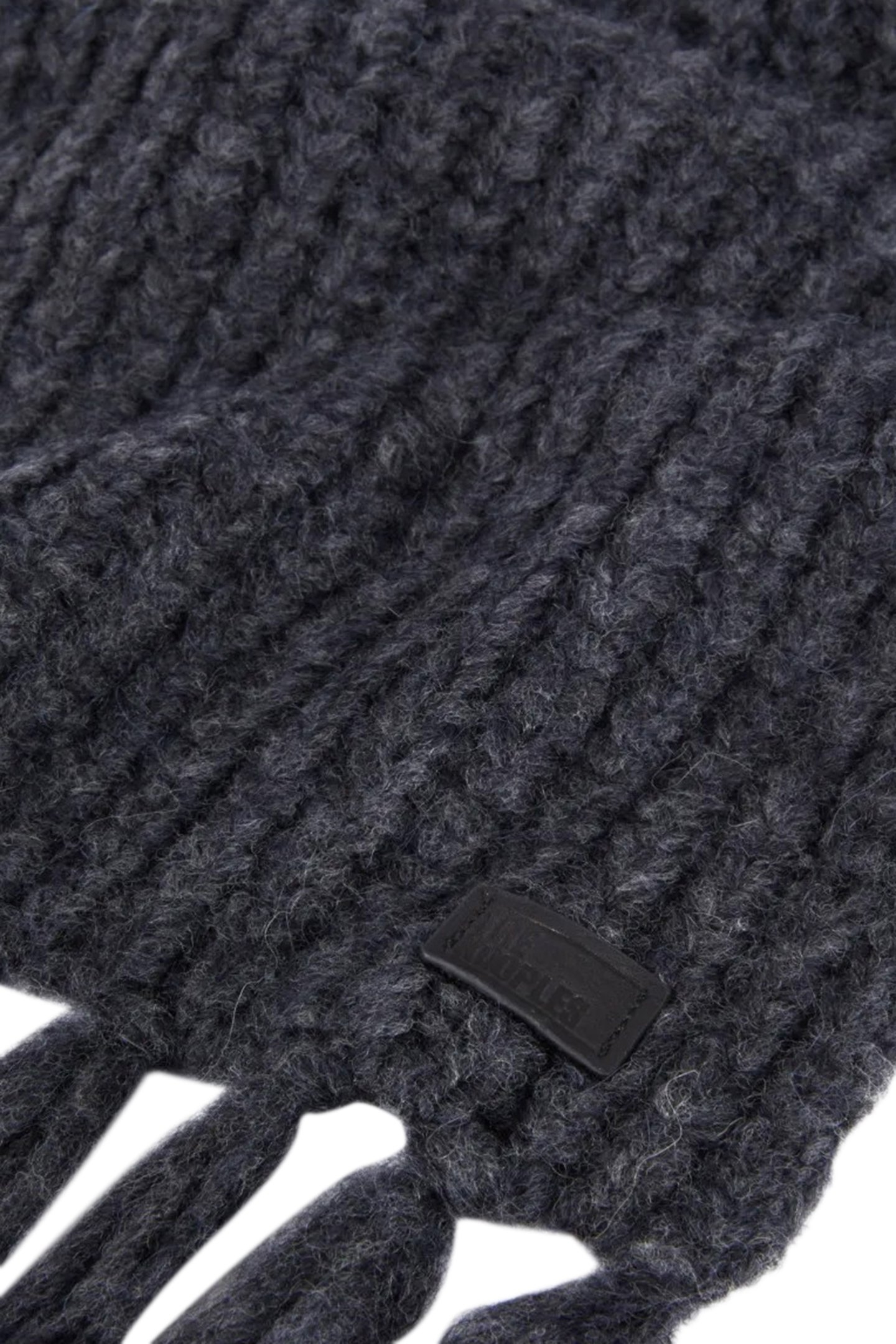 BEADED RIB SCARF WITH FRINGES ANTHRACITE MELANGE 2