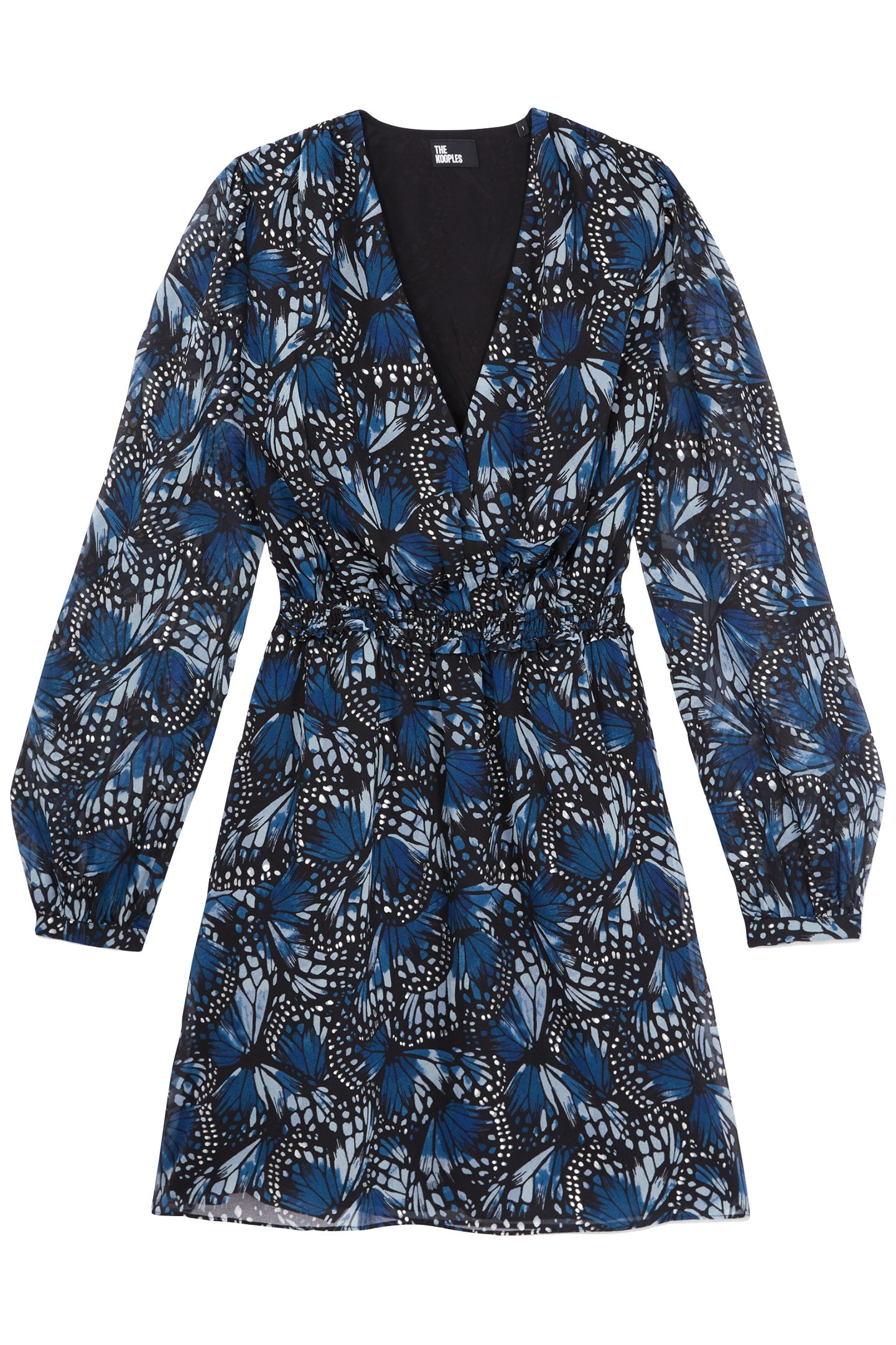 SHORT FOIL WRAP DRESS BLUE 4