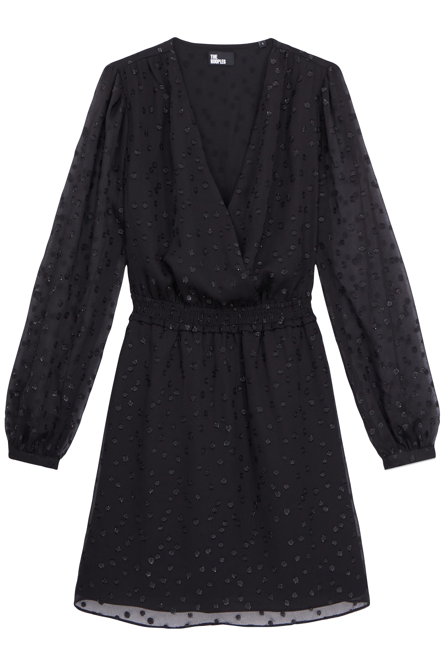 SHORT DRESS WITH 3/4 SLEEVES AND CROSSED TOP BLACK 3