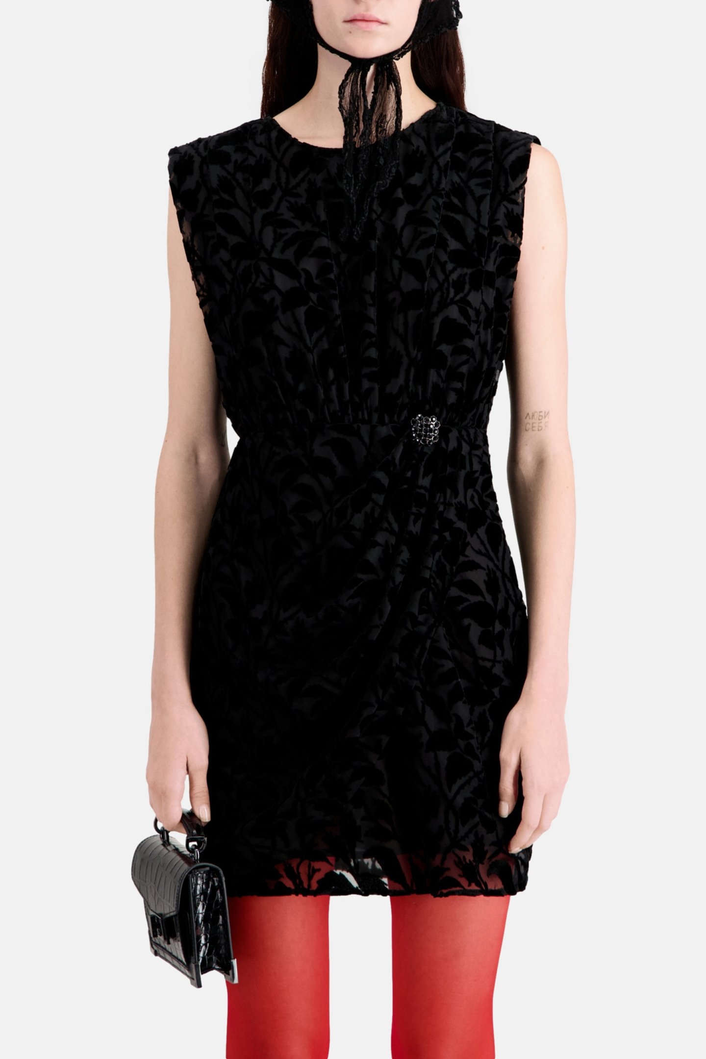 SHORT DRESS ML DRAPED SKIRT BLACK 1