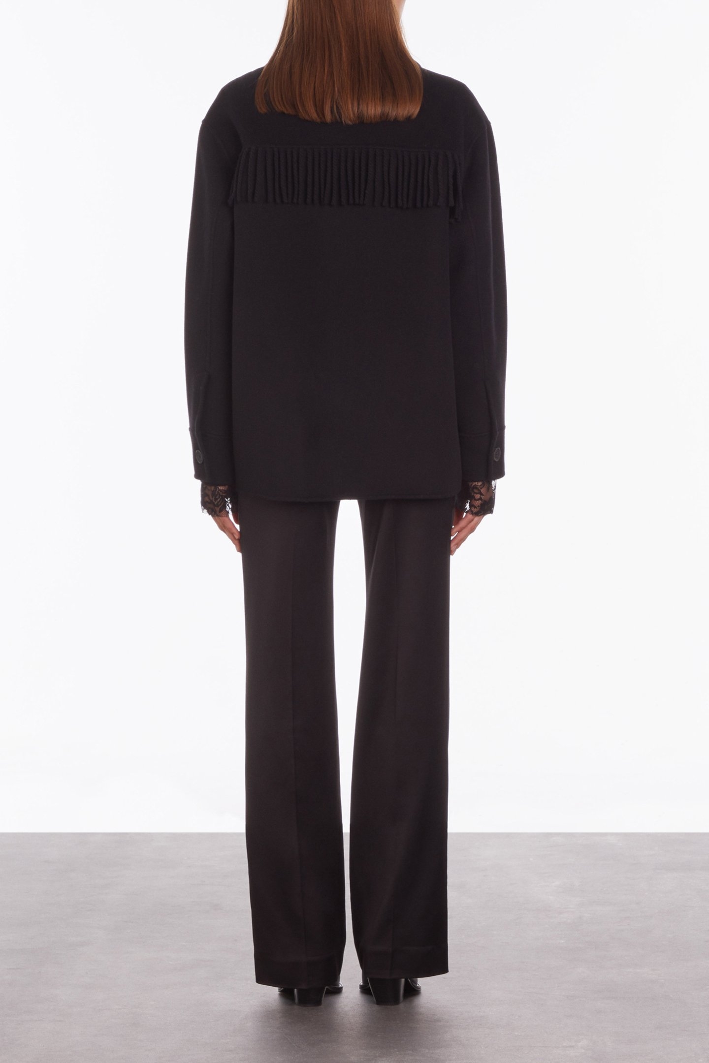 STUD AND FRINGE DOUBLE FACE JACKET BLACK 2