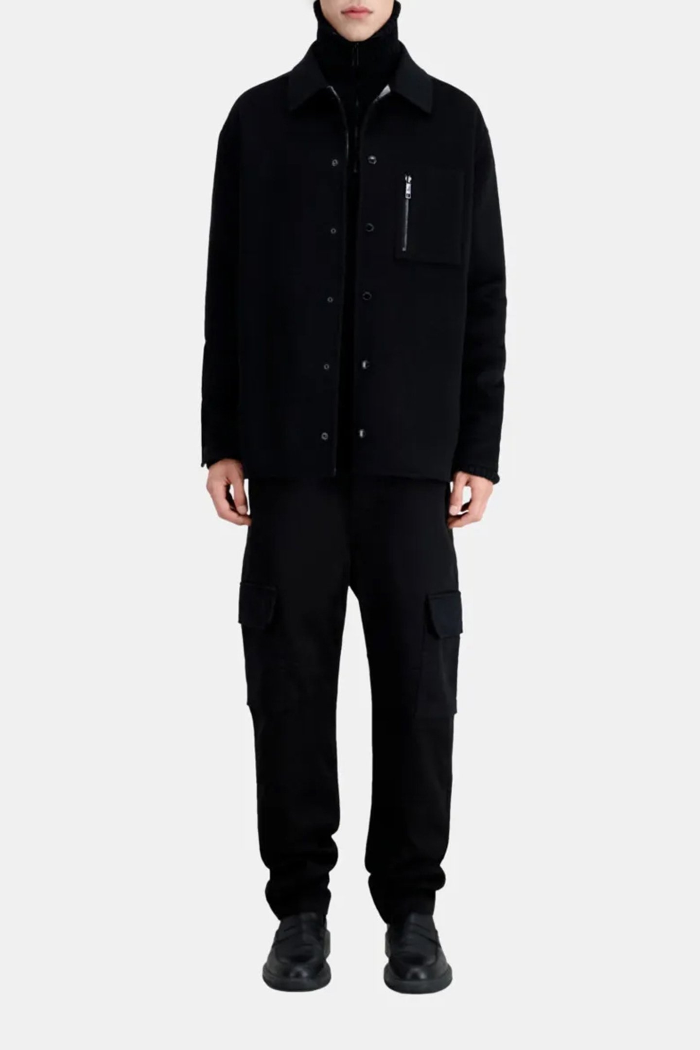 DOUBLE-SIDED WOOL JACKET WITH CHECKED INSIDE BLACK GREY 2