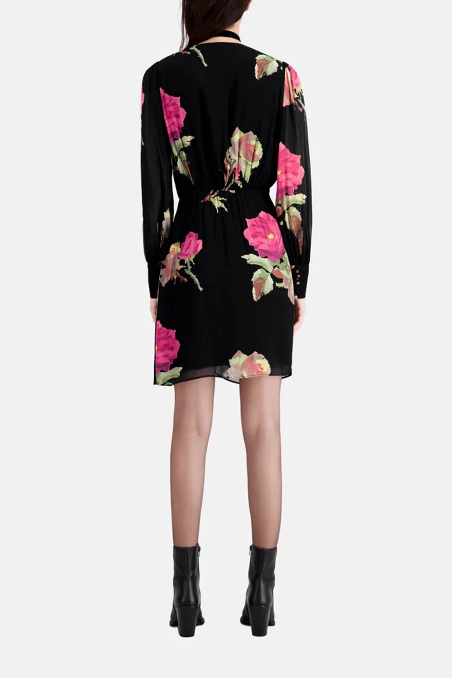 SHORT WRAP DRESS PINK BLACK 2