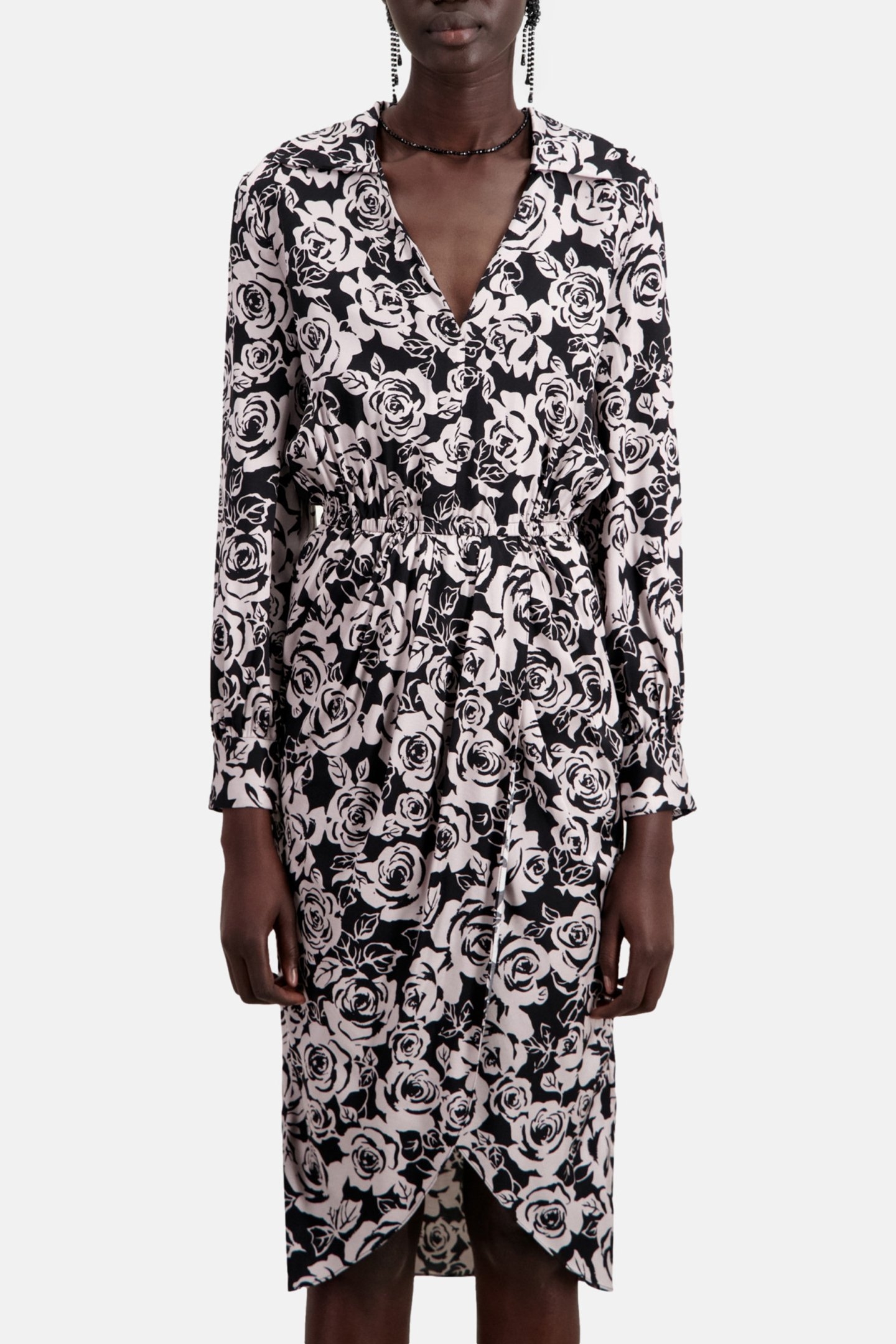 LONG DRESS WITH LONG SLEEVES BLACK/PINK 1